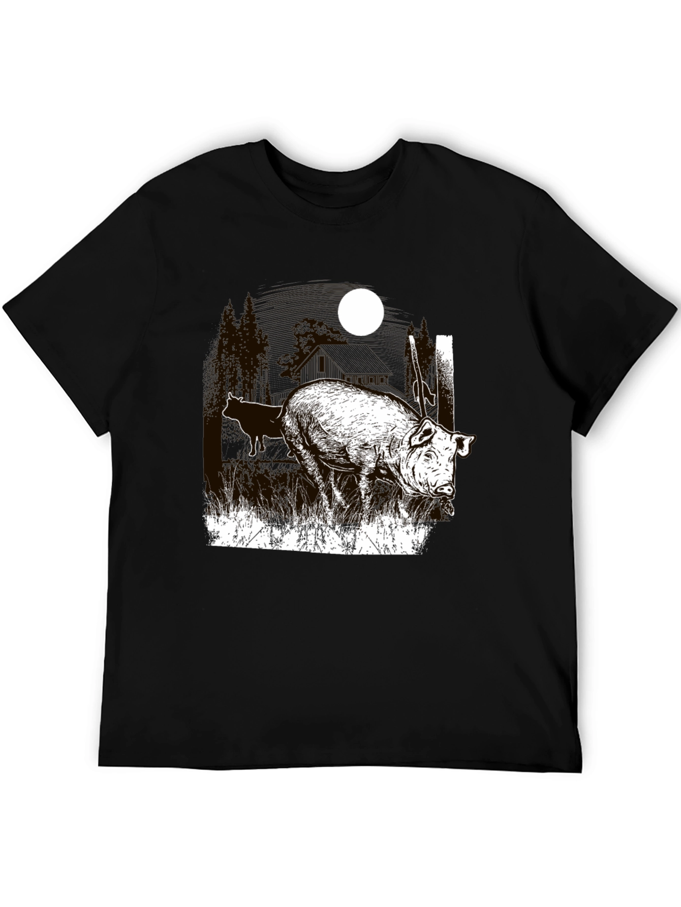Pig Moon Graphic T-Shirt - Black Tee