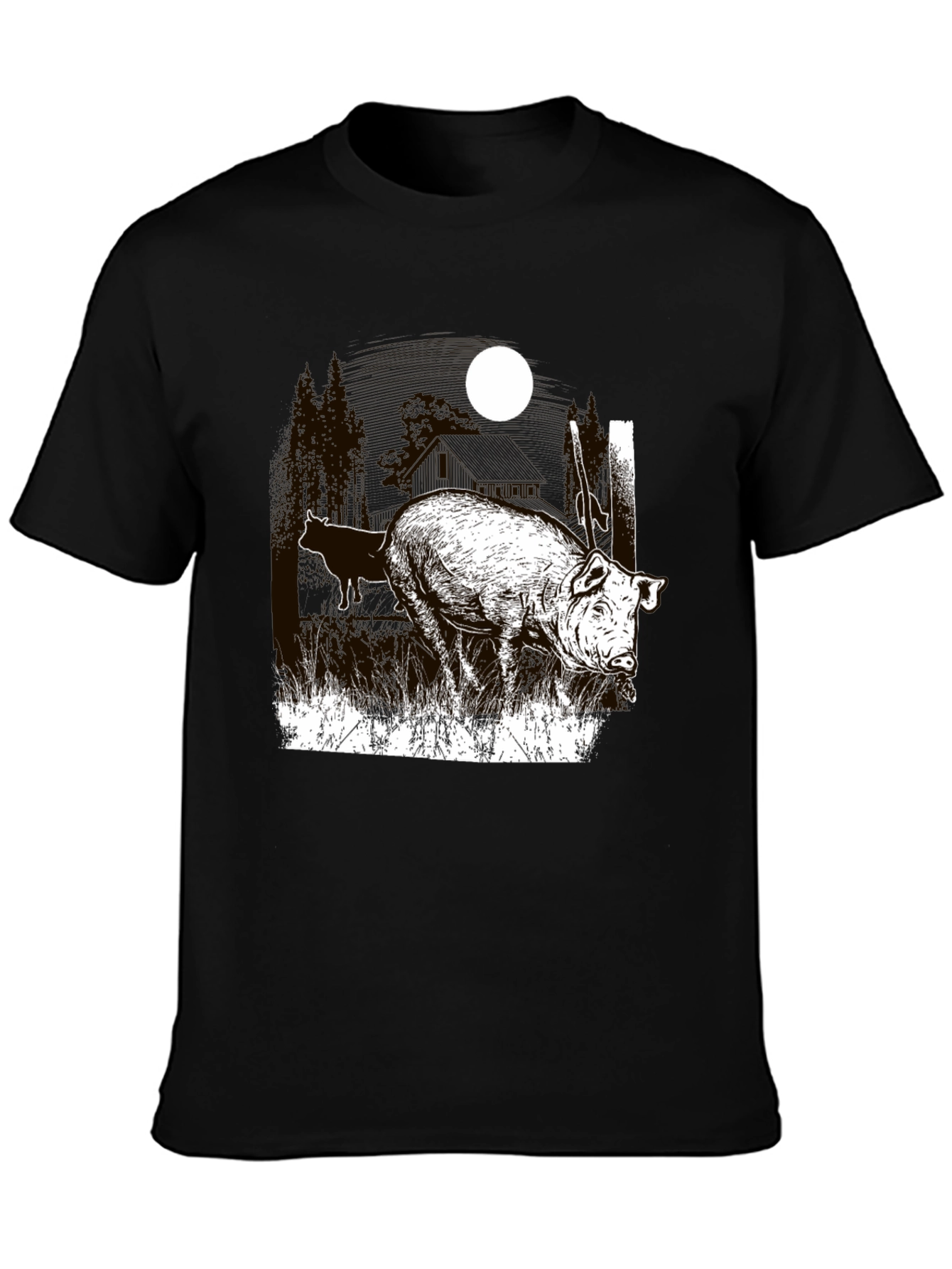 Pig Moon Graphic T-Shirt - Black Tee