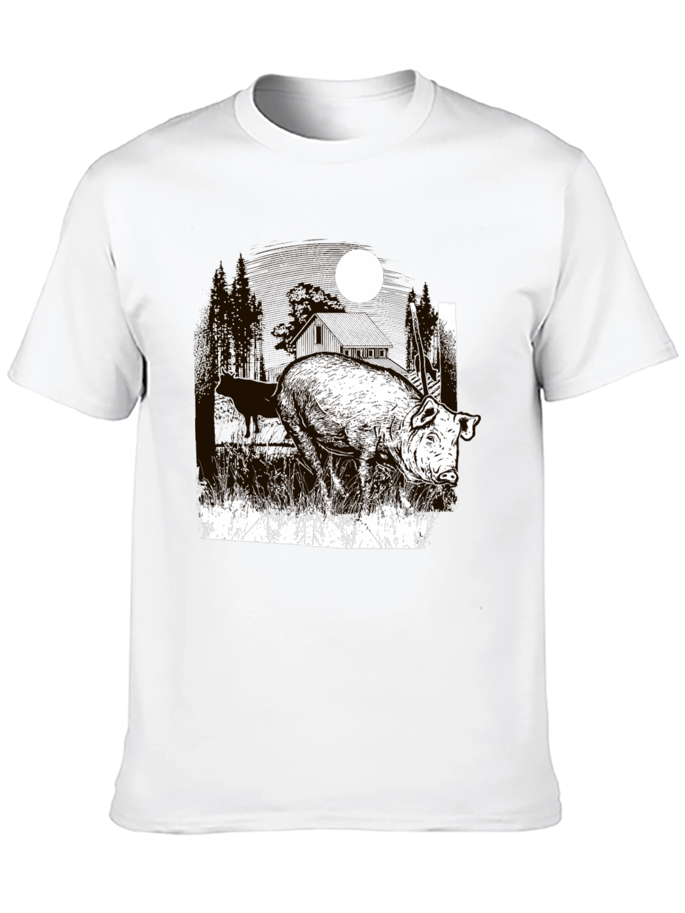 Pig Moon Graphic T-Shirt - Black Tee