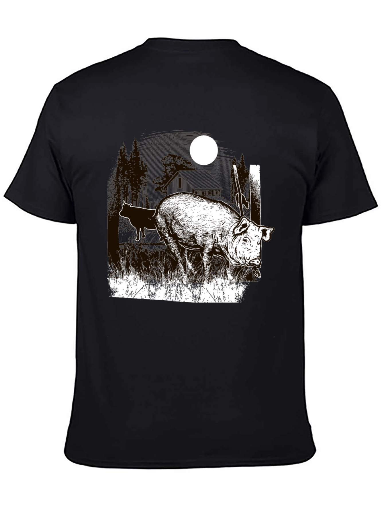 Pig Moon Graphic T-Shirt - Black Tee