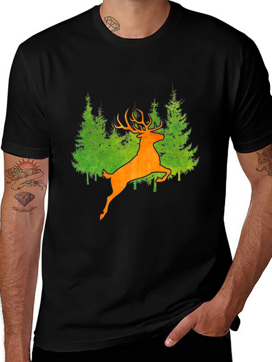 Deer & Forest Graphic Tee - Mens Black T-Shirt