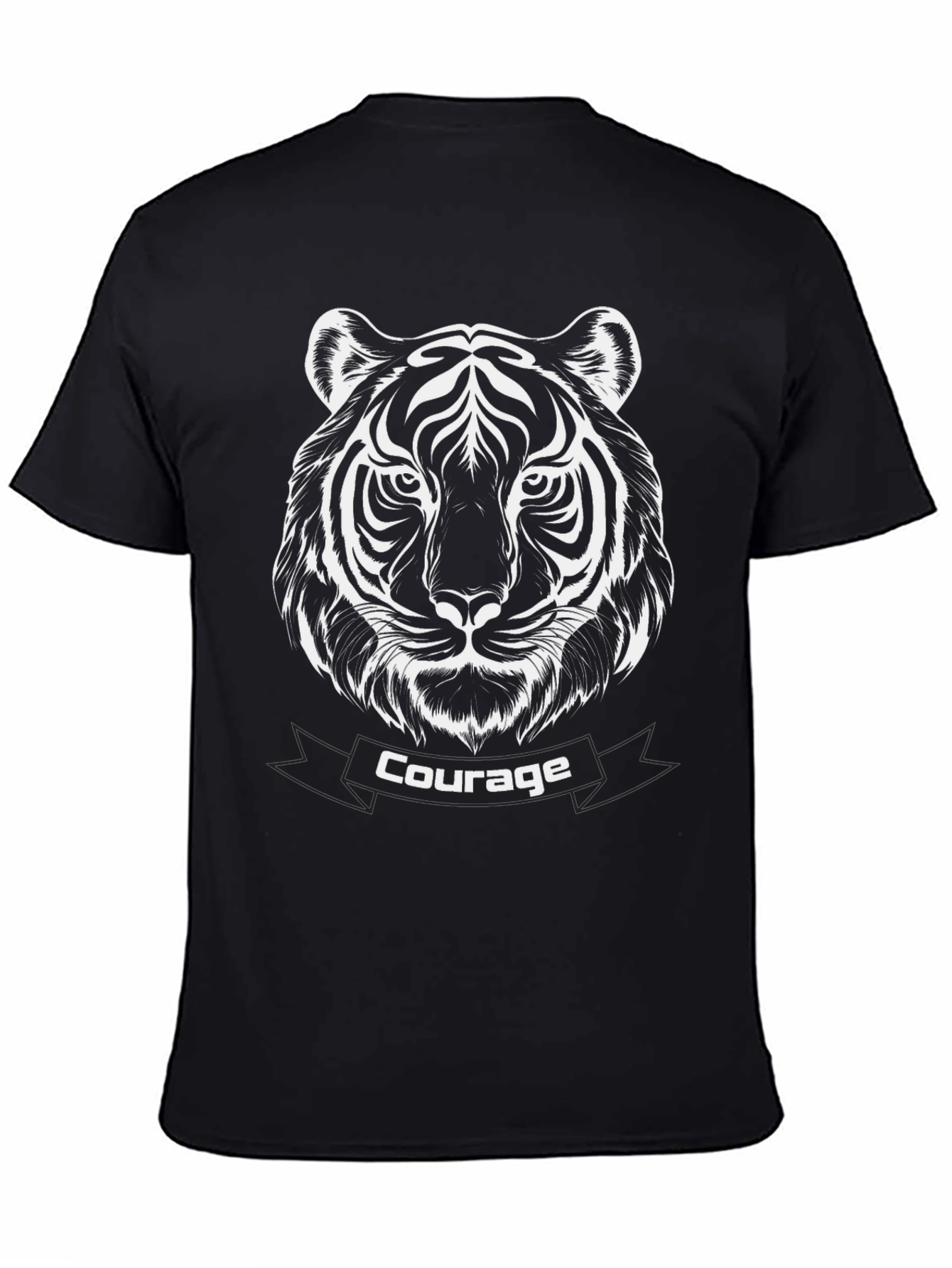 Courage Tiger Graphic Tee - Premium Black T-Shirt