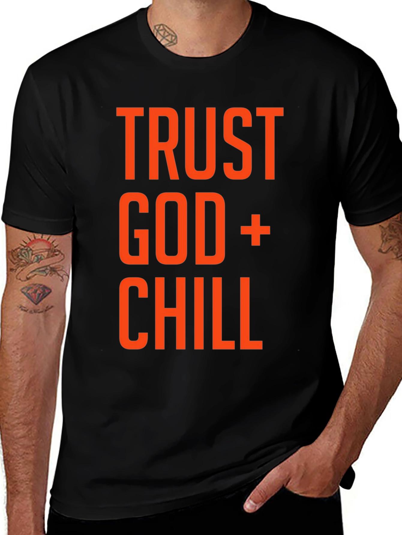 Trust God and Chill Graphic T-Shirt - Black