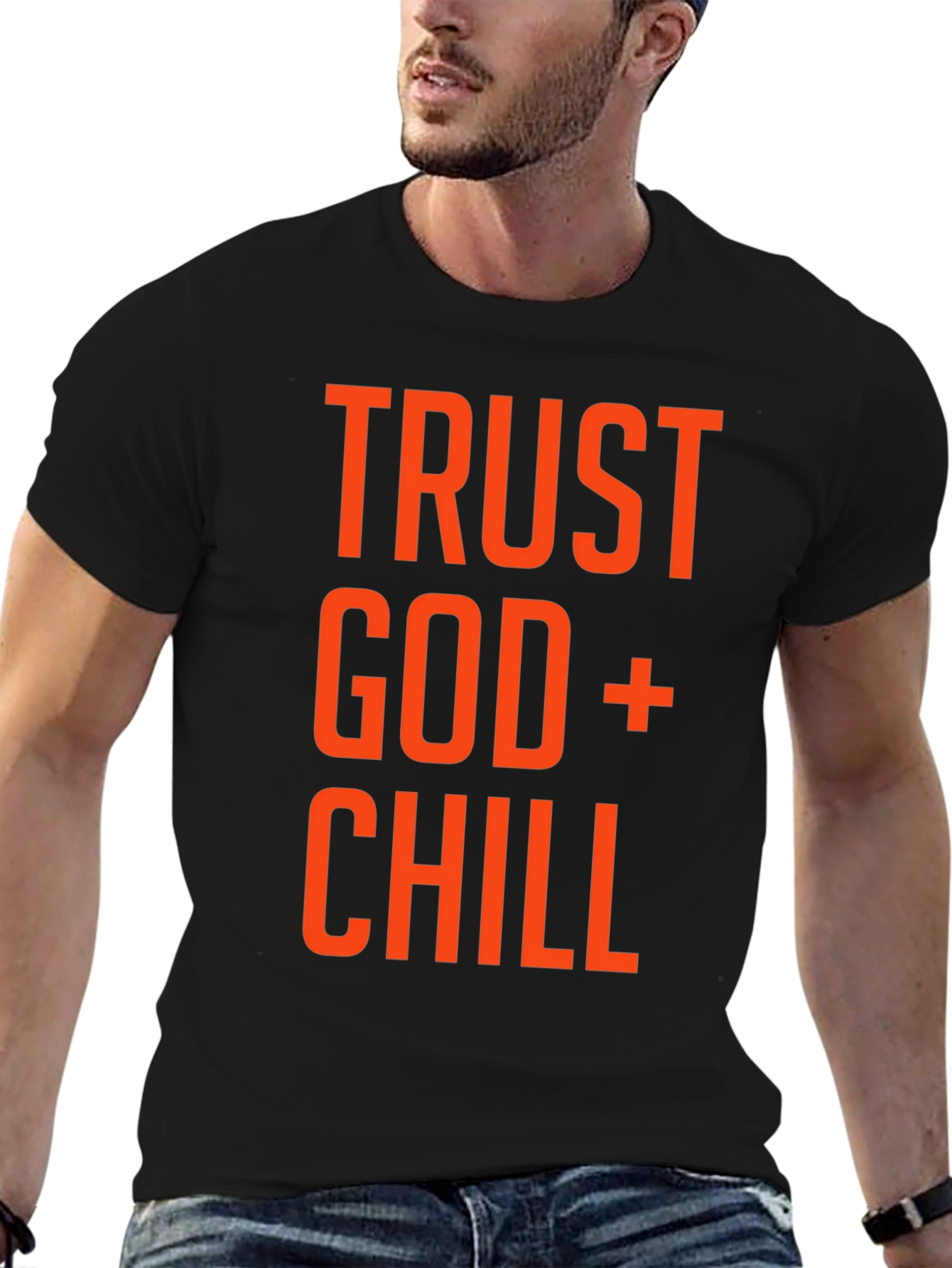 Trust God and Chill Graphic T-Shirt - Black