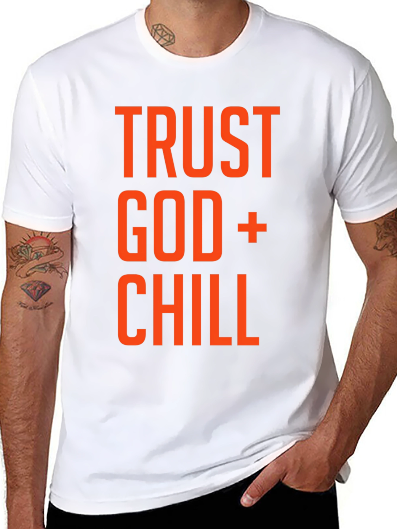 Trust God and Chill Graphic T-Shirt - Black