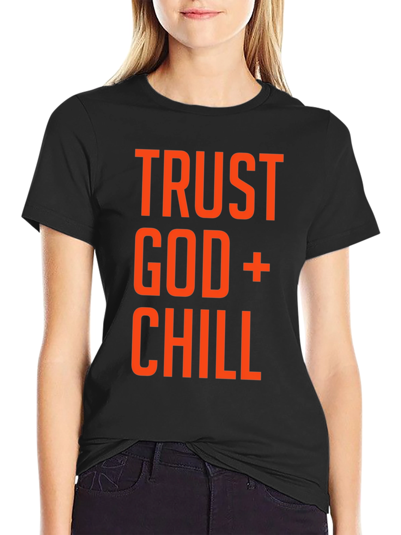 Trust God and Chill Graphic T-Shirt - Black