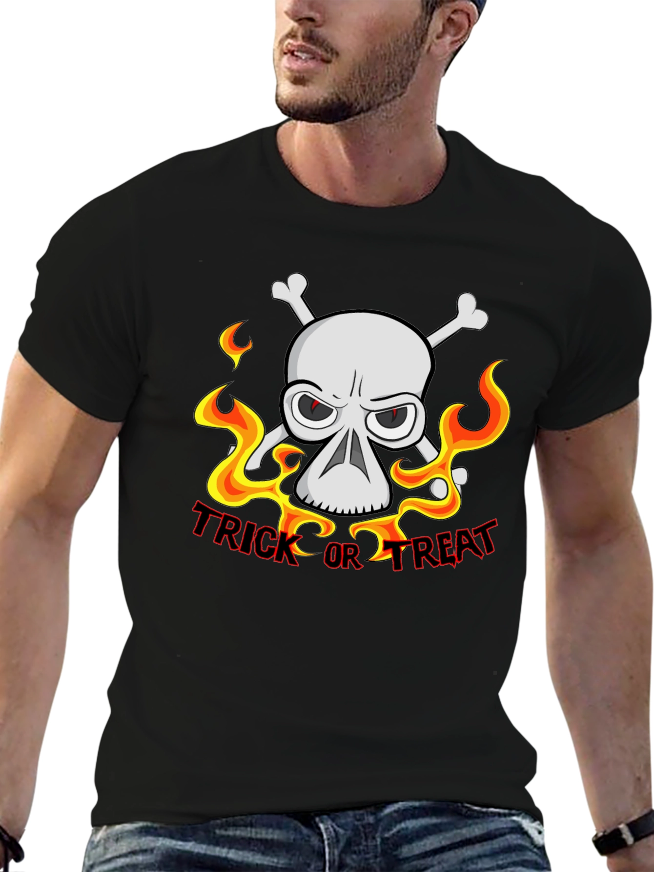 Spooky Trick or Treat Skull Graphic Tee