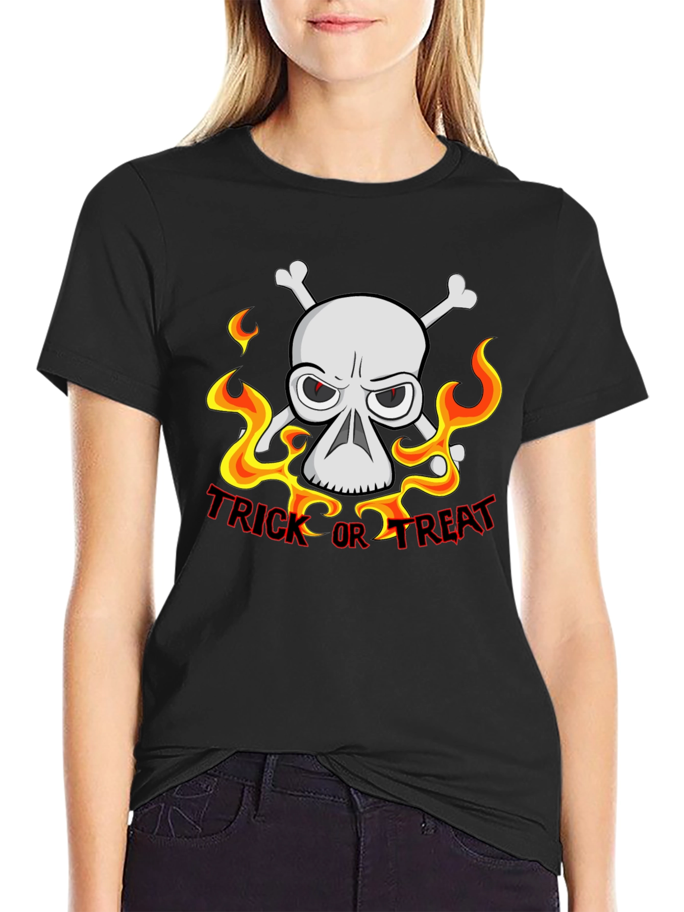 Spooky Trick or Treat Skull Graphic Tee