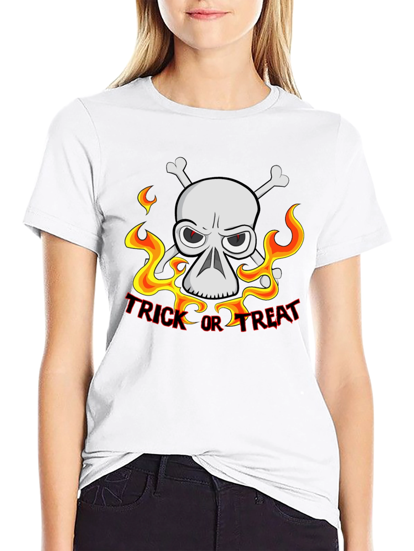 Spooky Trick or Treat Skull Graphic Tee