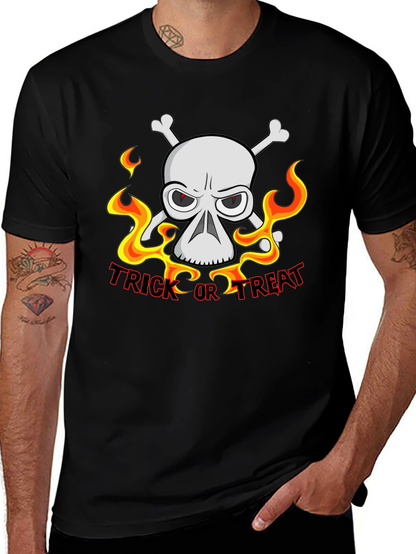 Spooky Trick or Treat Skull Graphic Tee