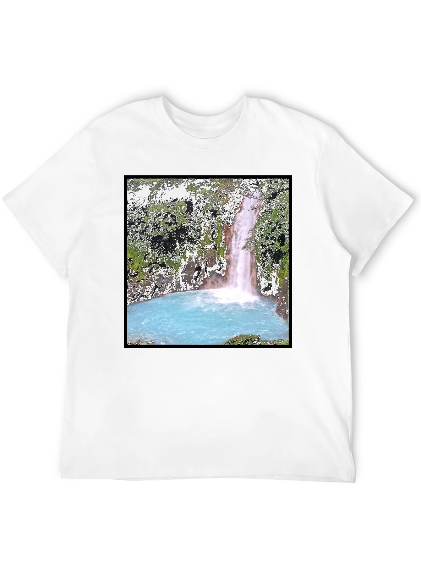 Waterfall Graphic Tee - Black Cotton T-Shirt