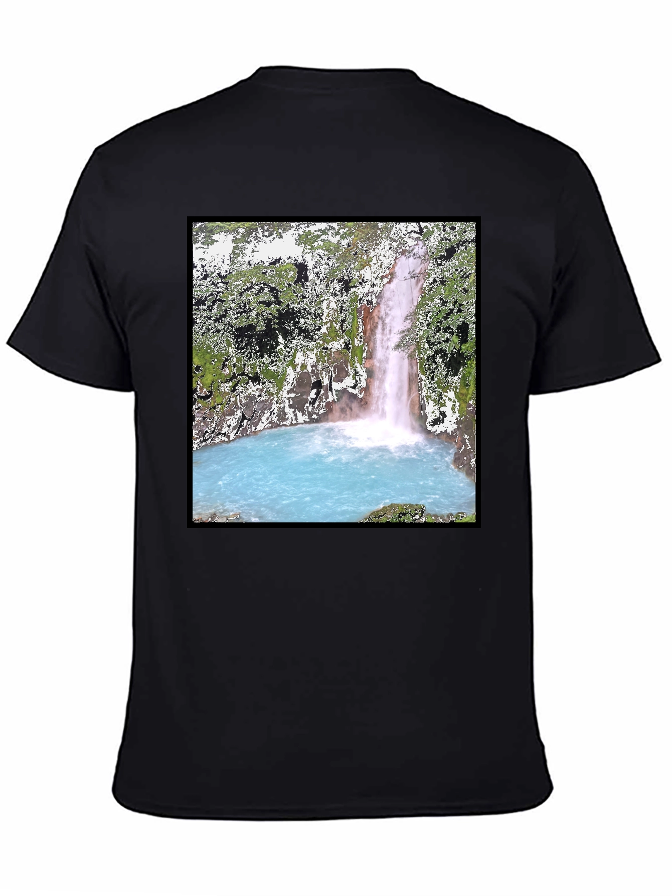 Waterfall Graphic Tee - Black Cotton T-Shirt