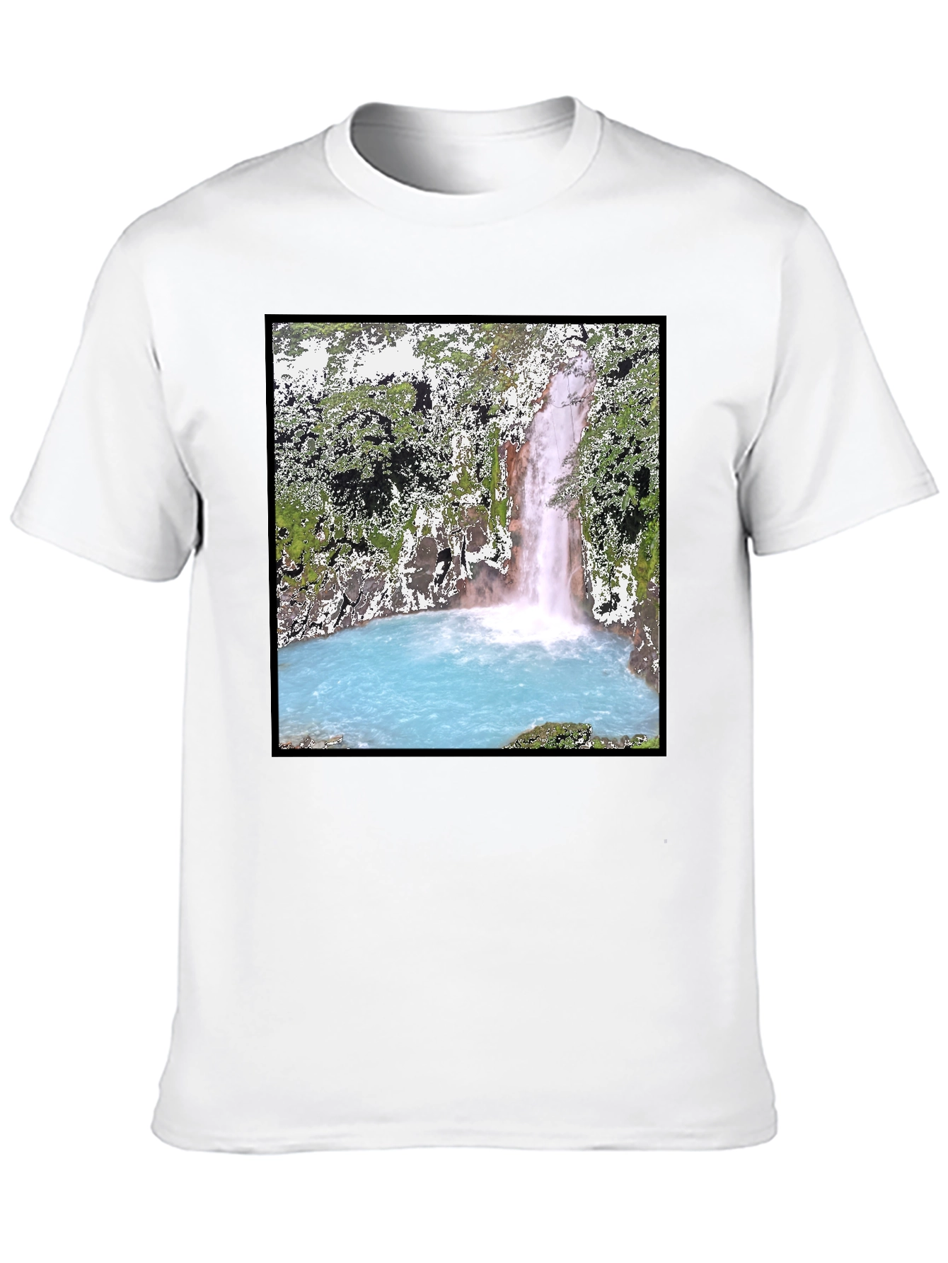 Waterfall Graphic Tee - Black Cotton T-Shirt