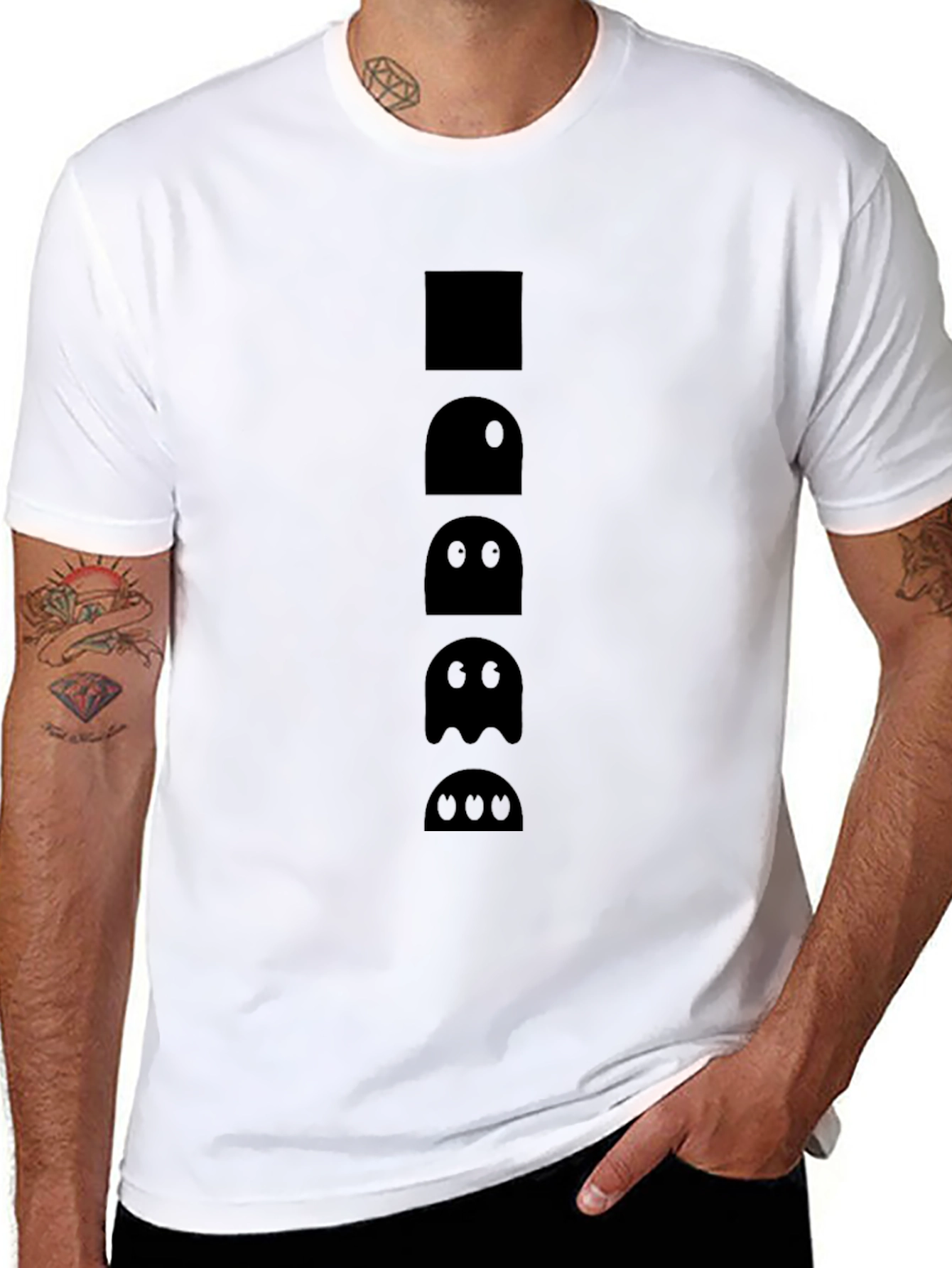 Black Pixel Ghost Stack T-Shirt