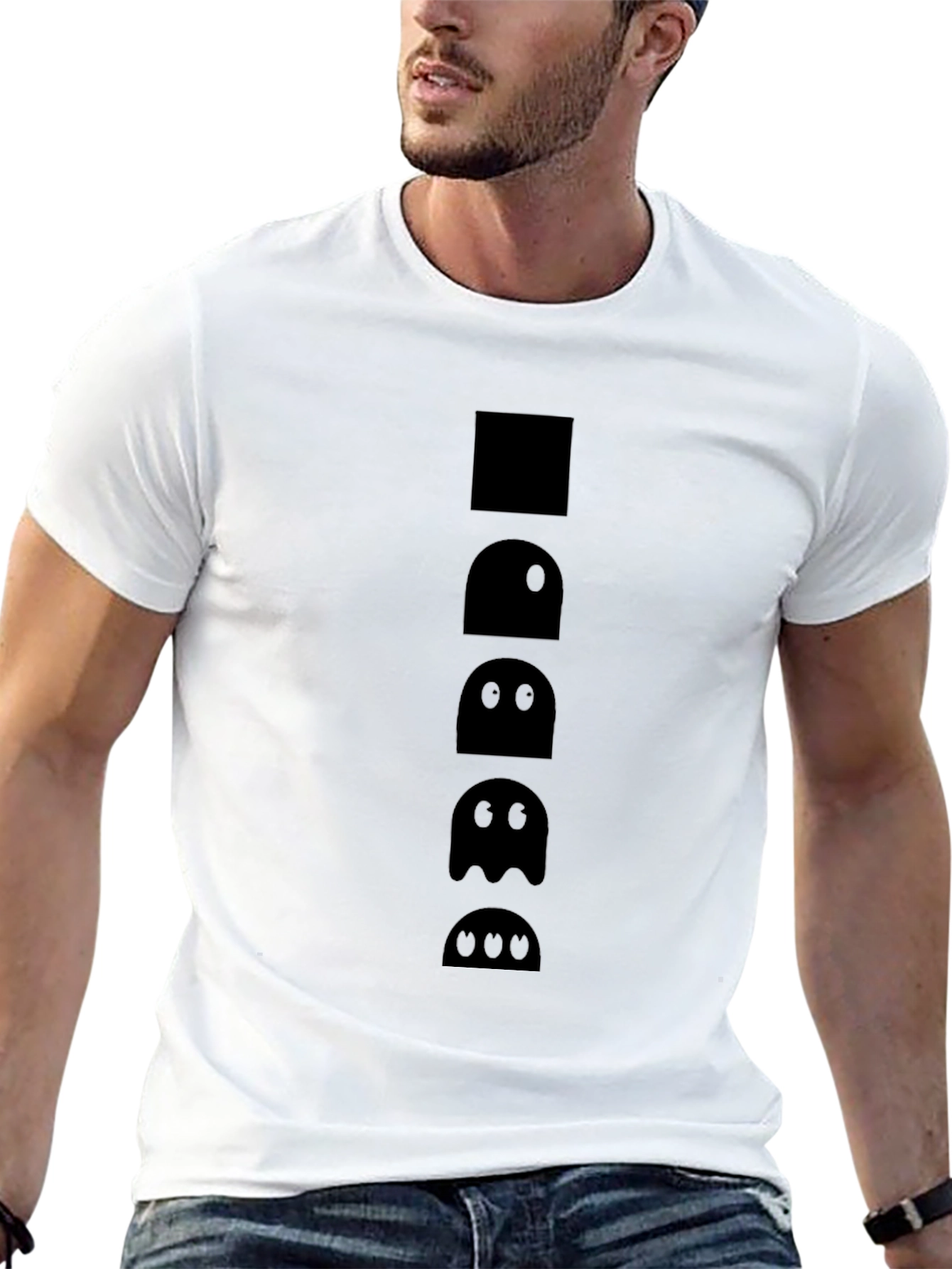 Black Pixel Ghost Stack T-Shirt