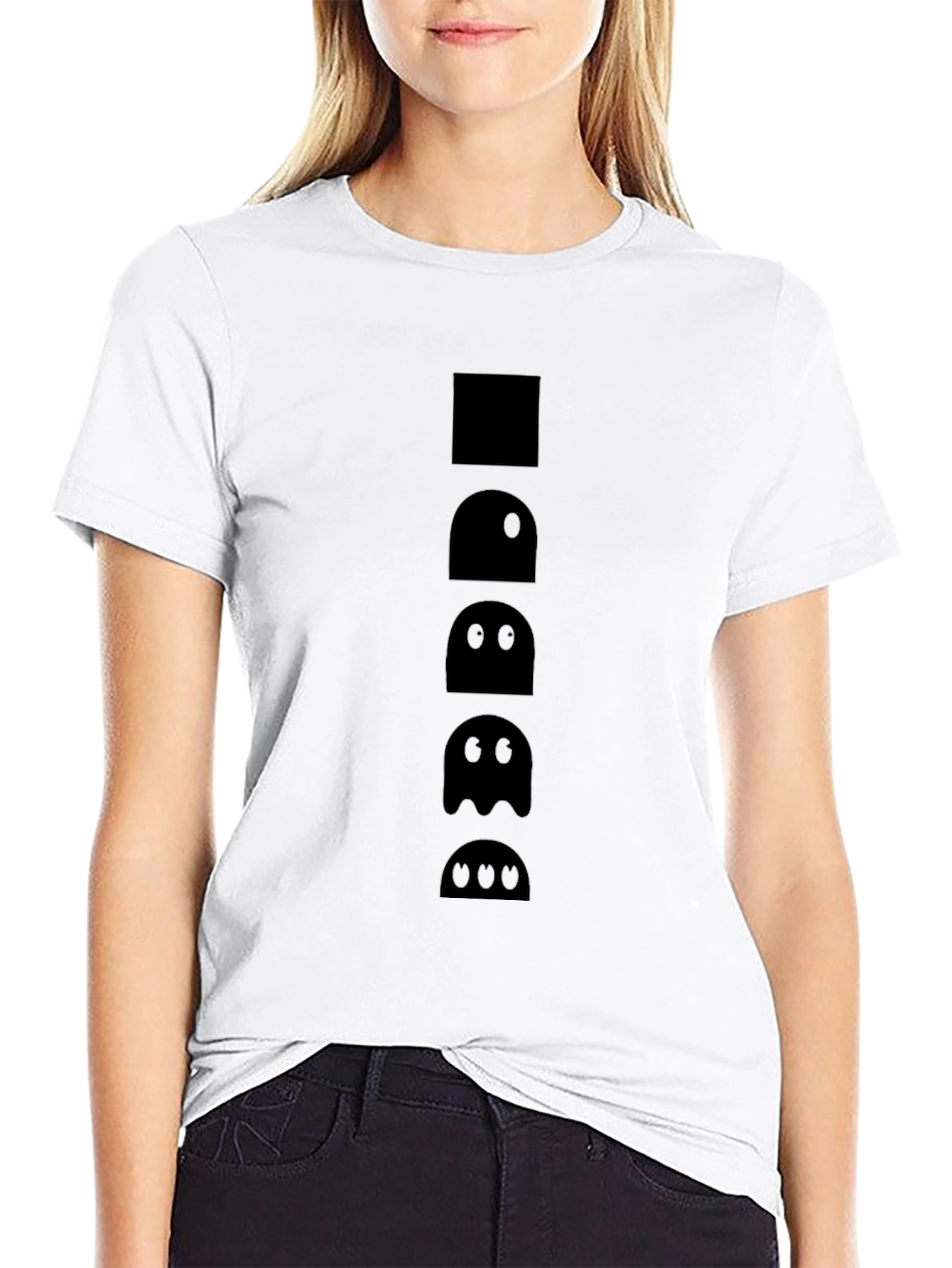 Black Pixel Ghost Stack T-Shirt