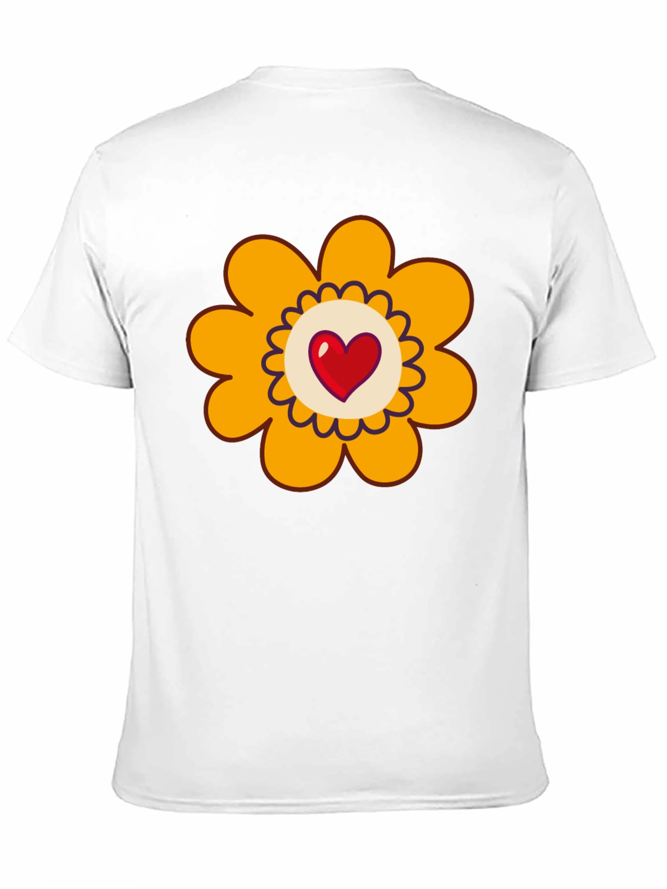 Black T-Shirt with Heart Flower Graphic