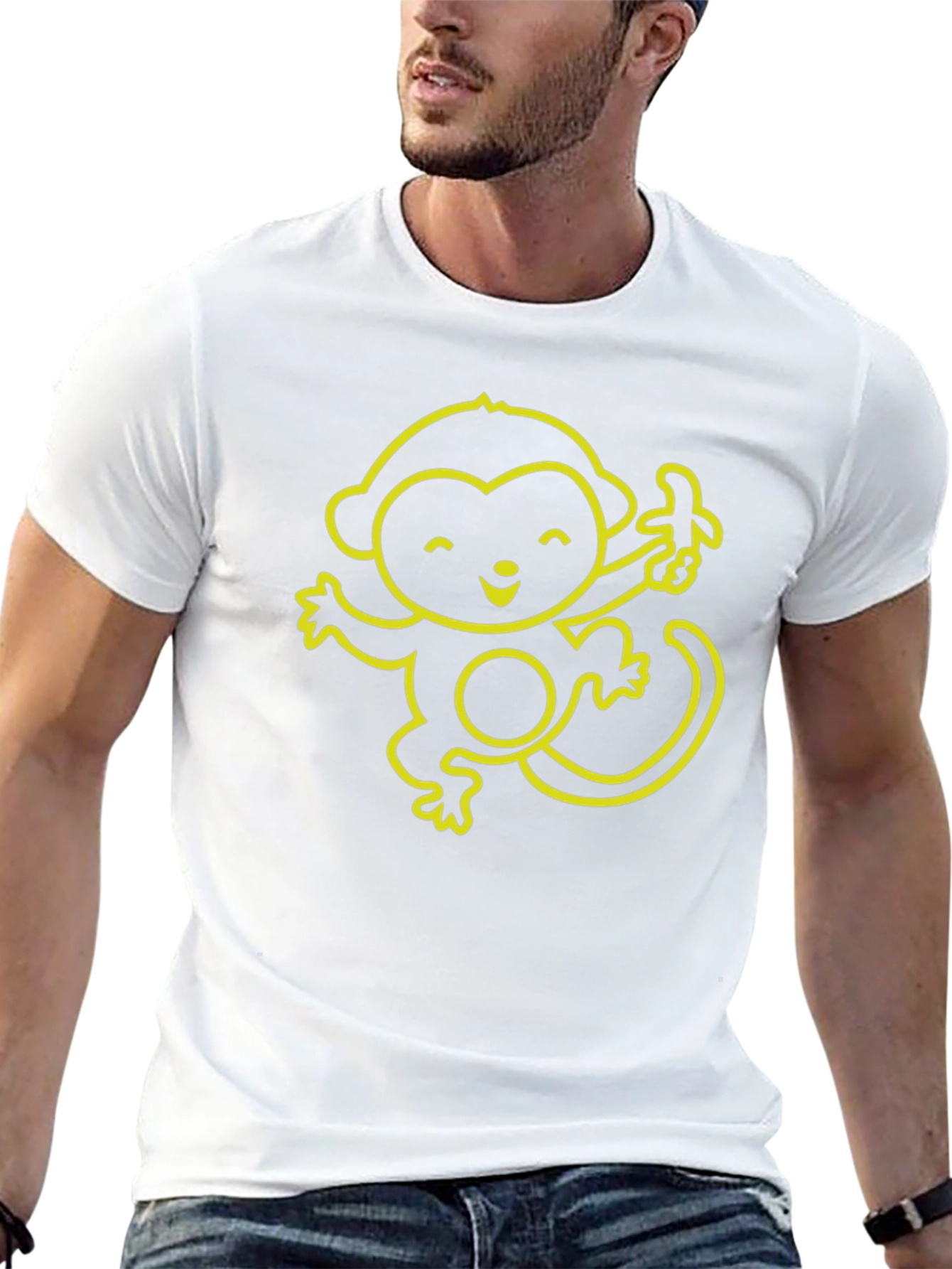 Cute Monkey Banana Graphic T-Shirt