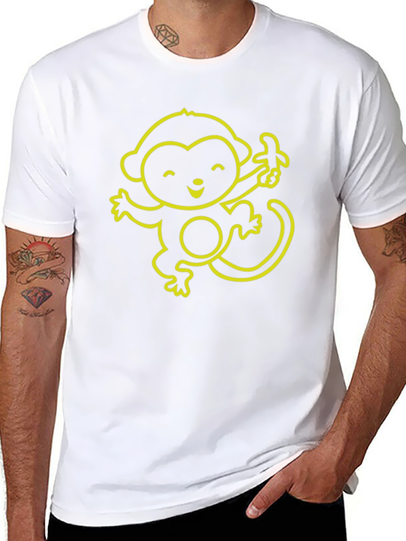Cute Monkey Banana Graphic T-Shirt