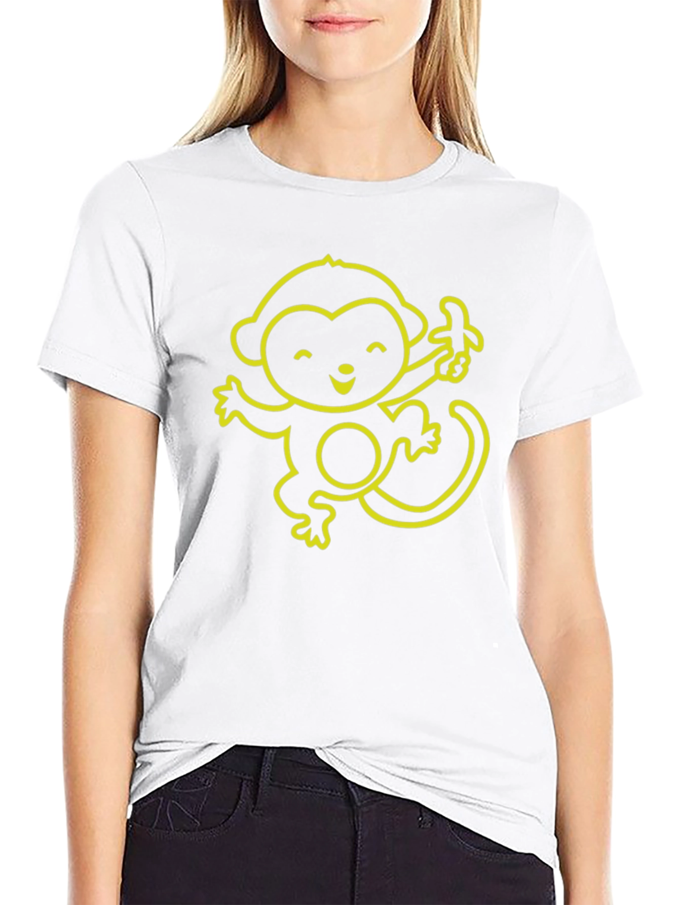 Cute Monkey Banana Graphic T-Shirt