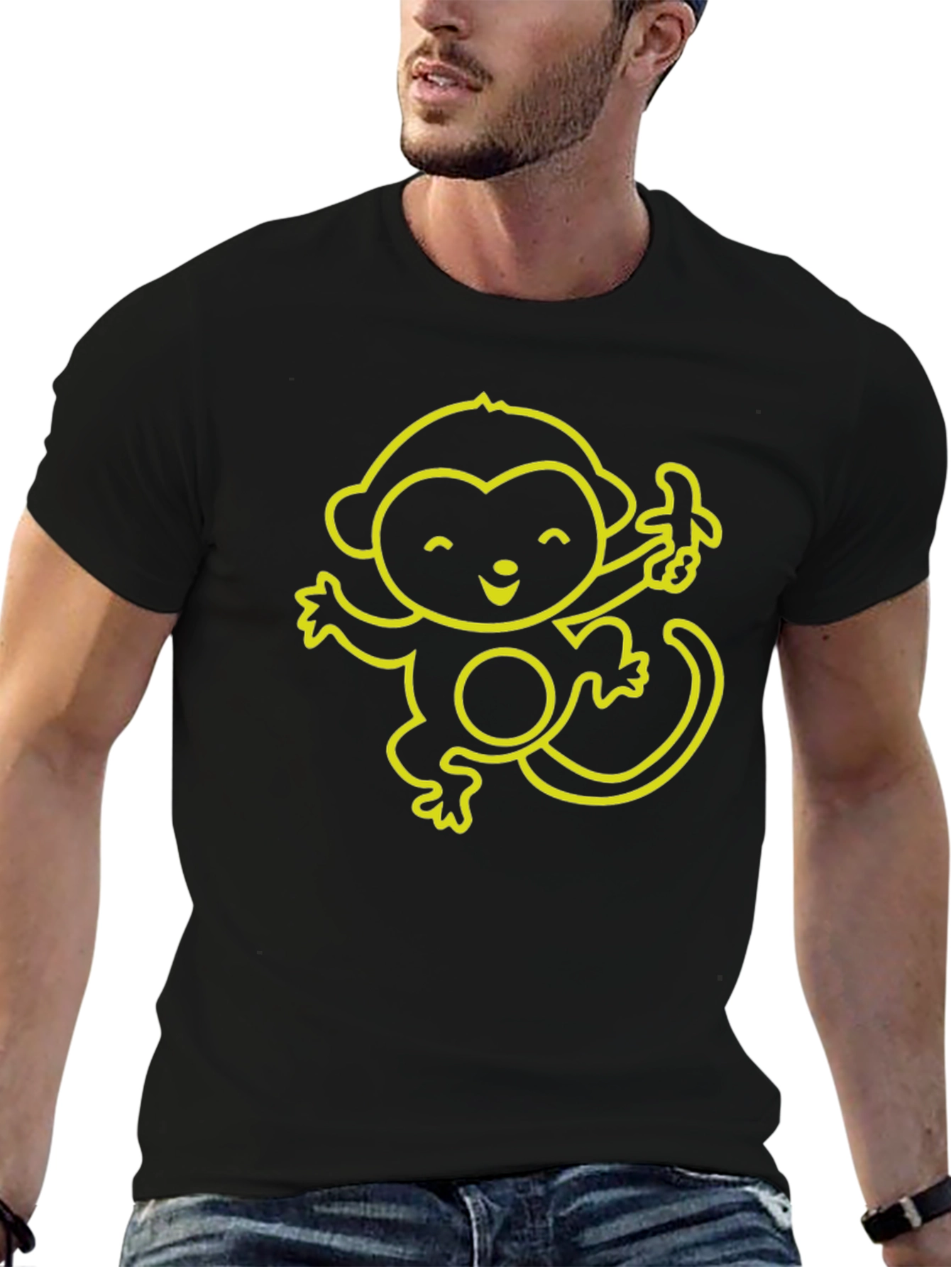 Cute Monkey Banana Graphic T-Shirt