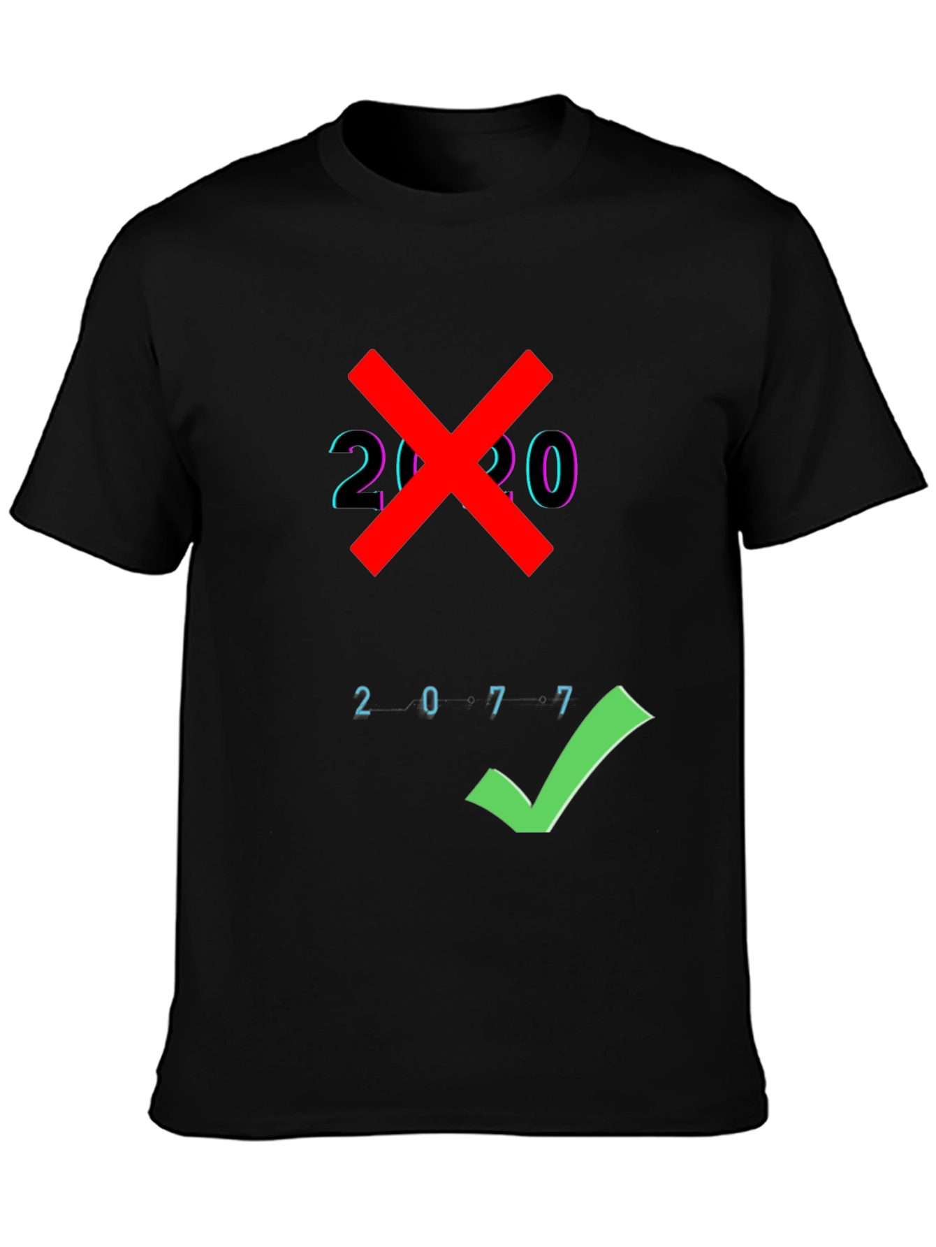 2077 Checkmark Tee - Cyberpunk Style
