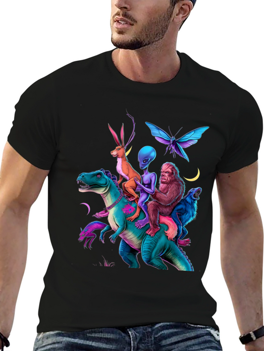 Fantasy Creature Ride Tee - Dinosaur Alien Bigfoot Jackalope
