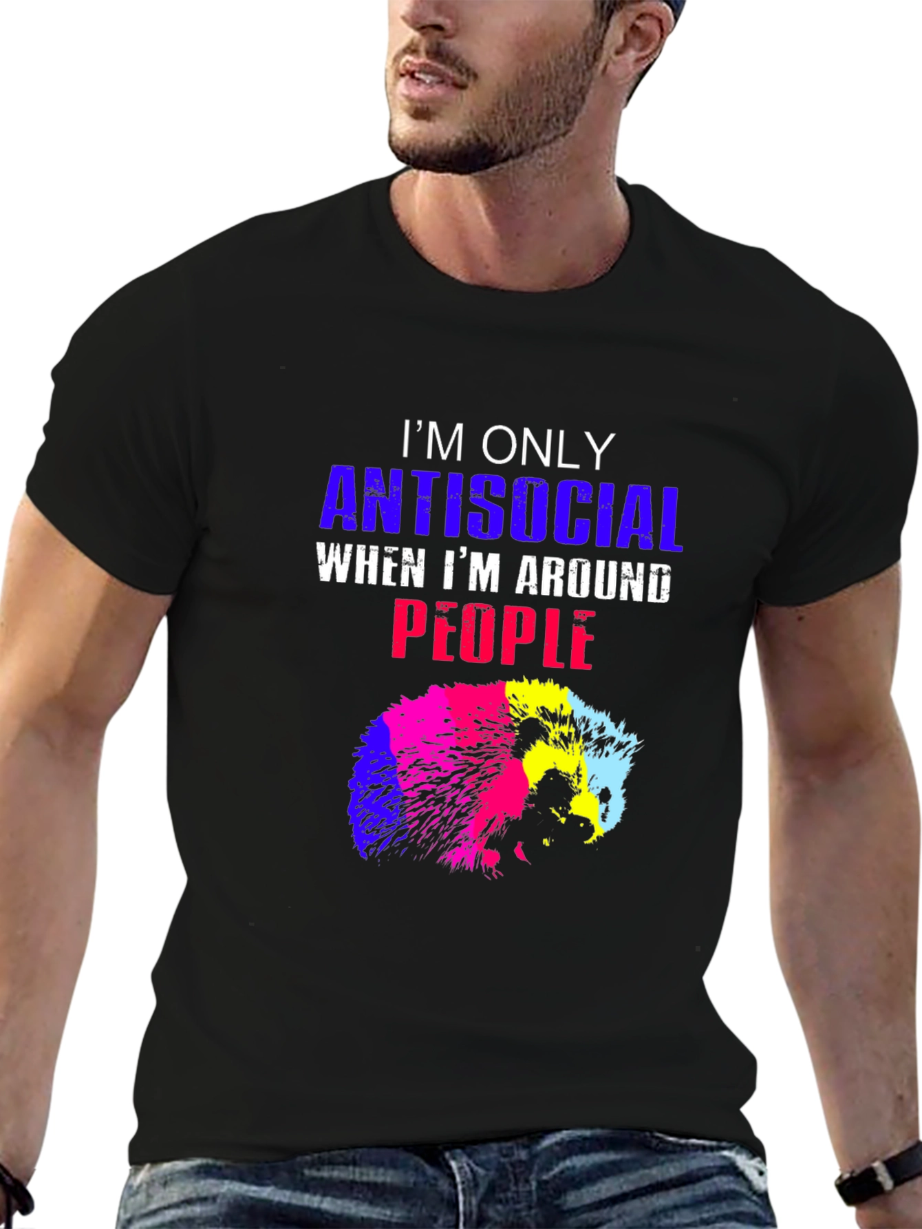 Antisocial Hedgehog Graphic Tee - Black