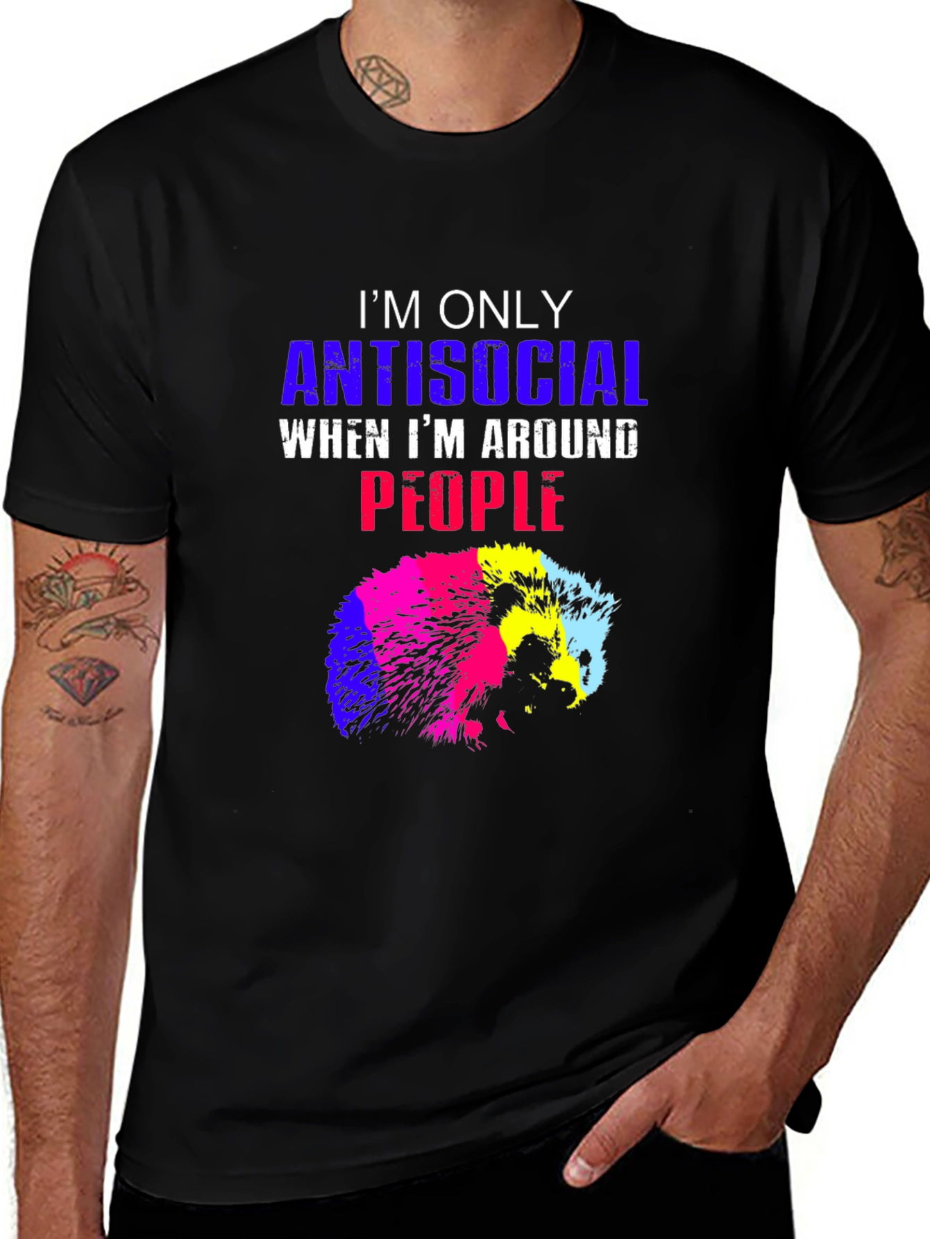 Antisocial Hedgehog Graphic Tee - Black