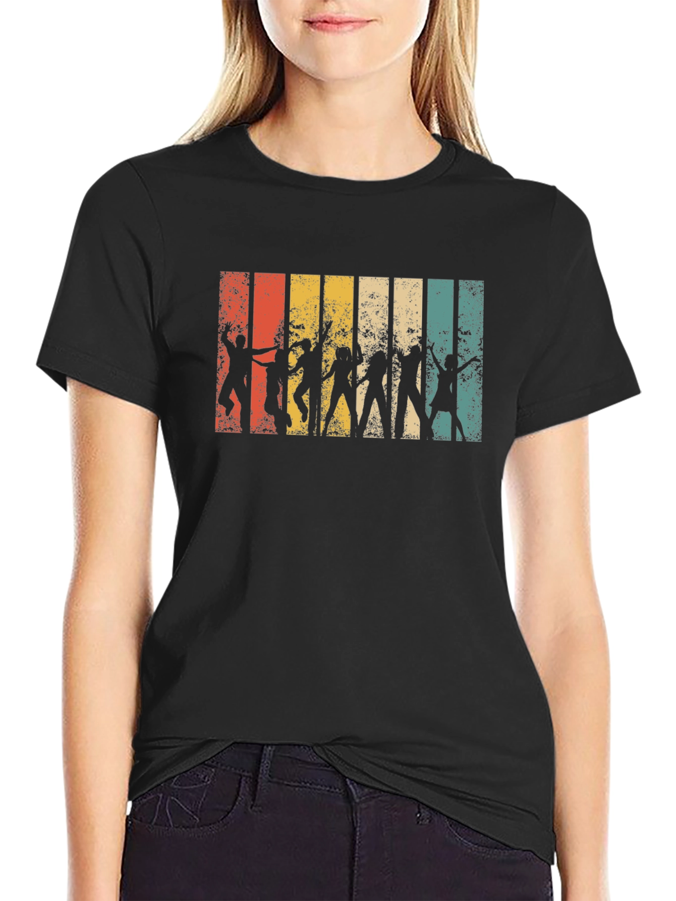 Retro Dance Silhouette Black T-Shirt