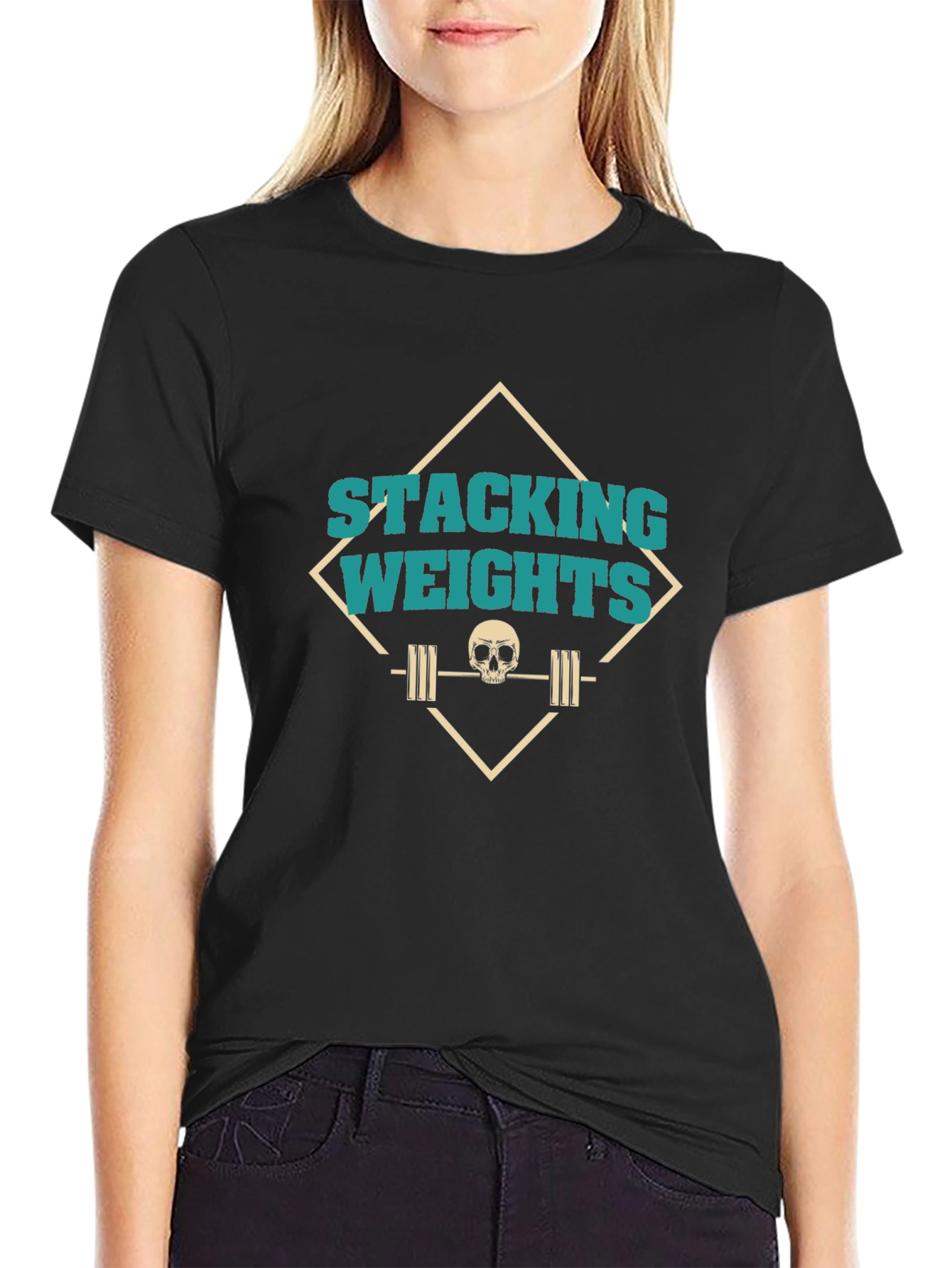 Stacking Weights Skull Graphic Tee - Gym Ready