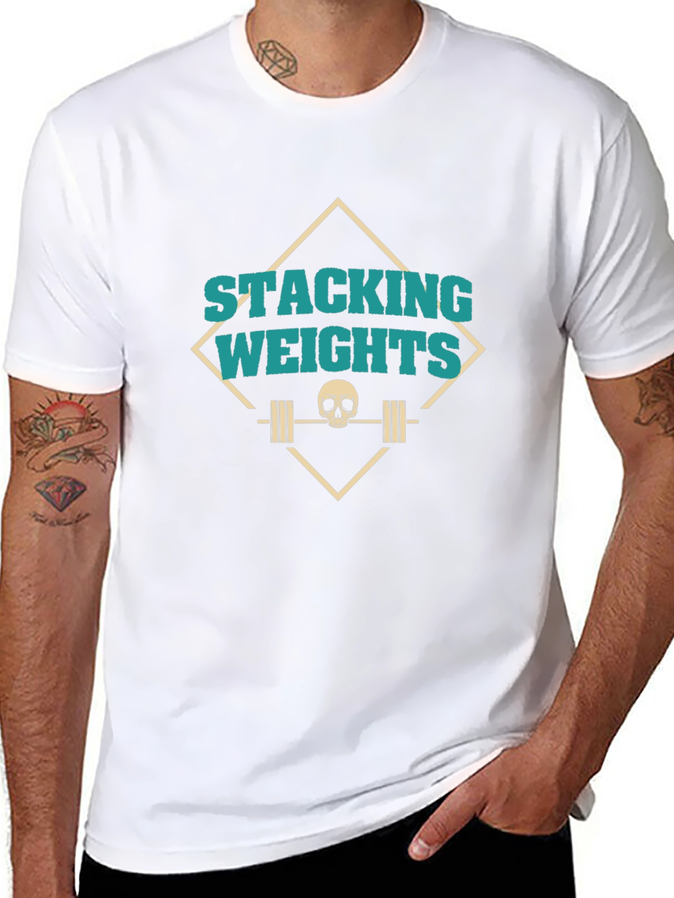 Stacking Weights Skull Graphic Tee - Gym Ready