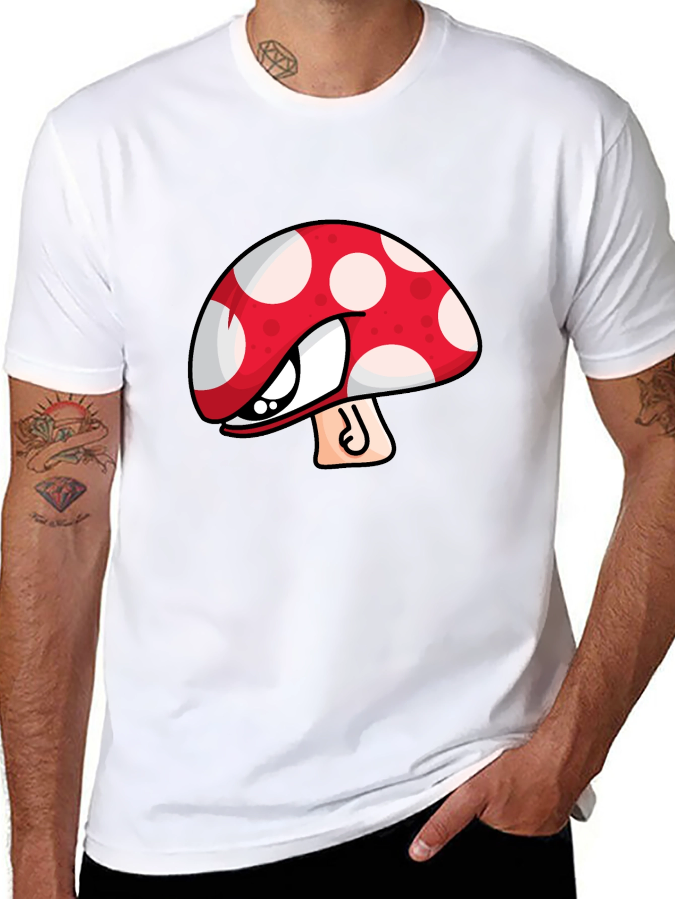 Mushroom Graphic Tee - Black Cotton Blend