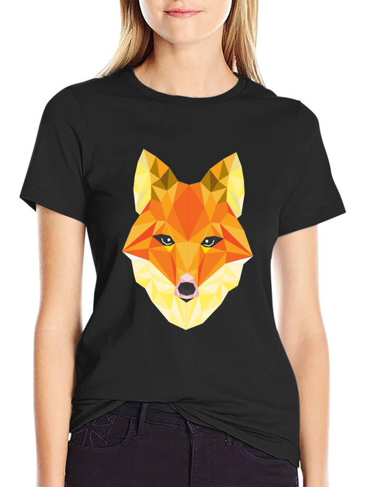Geometric Fox Graphic Tee - Stylish Mens Black T-Shirt