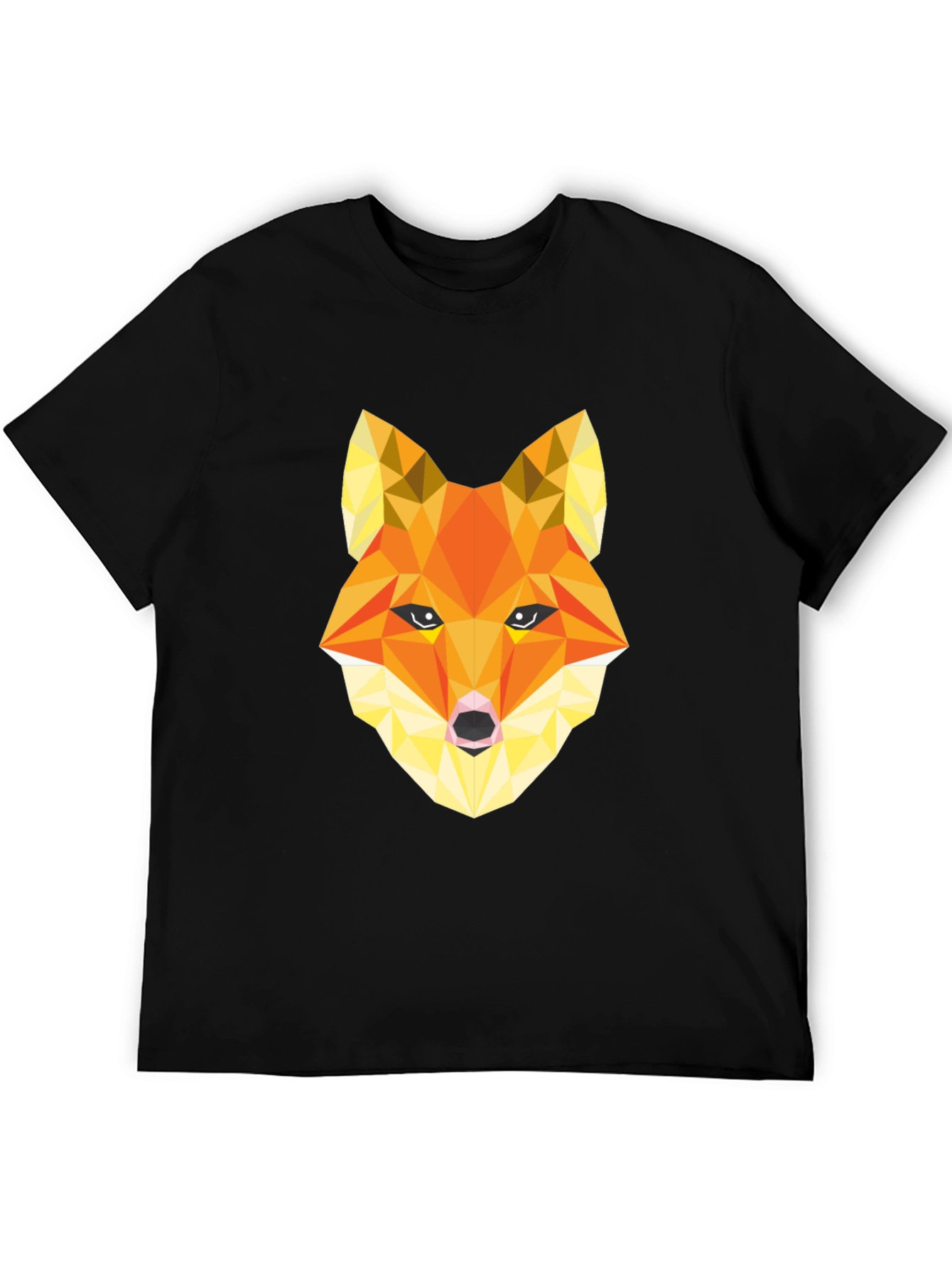 Geometric Fox Graphic Tee - Stylish Mens Black T-Shirt