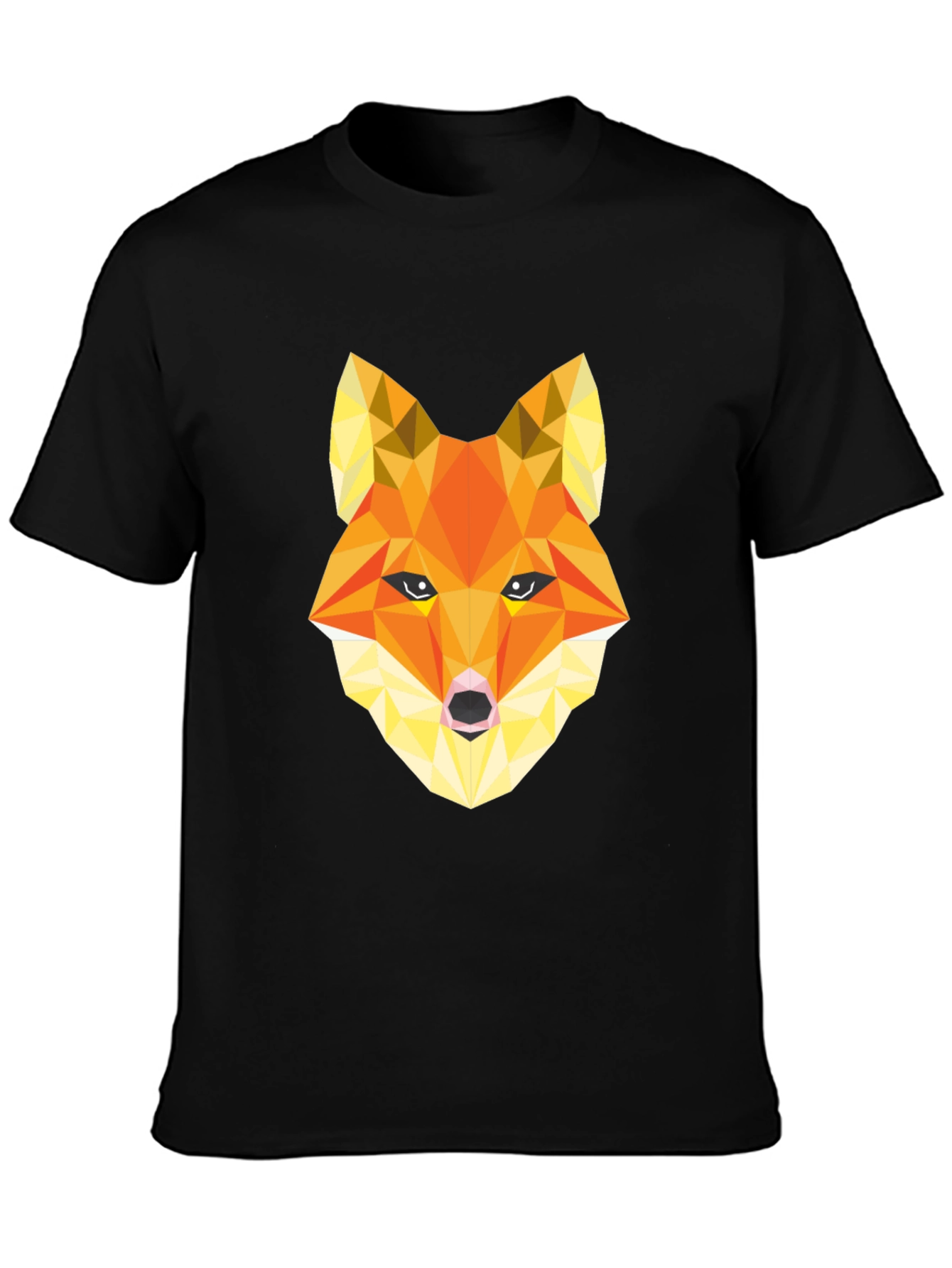 Geometric Fox Graphic Tee - Stylish Mens Black T-Shirt
