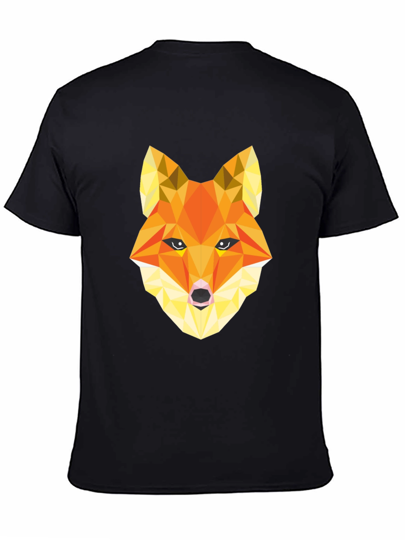 Geometric Fox Graphic Tee - Stylish Mens Black T-Shirt