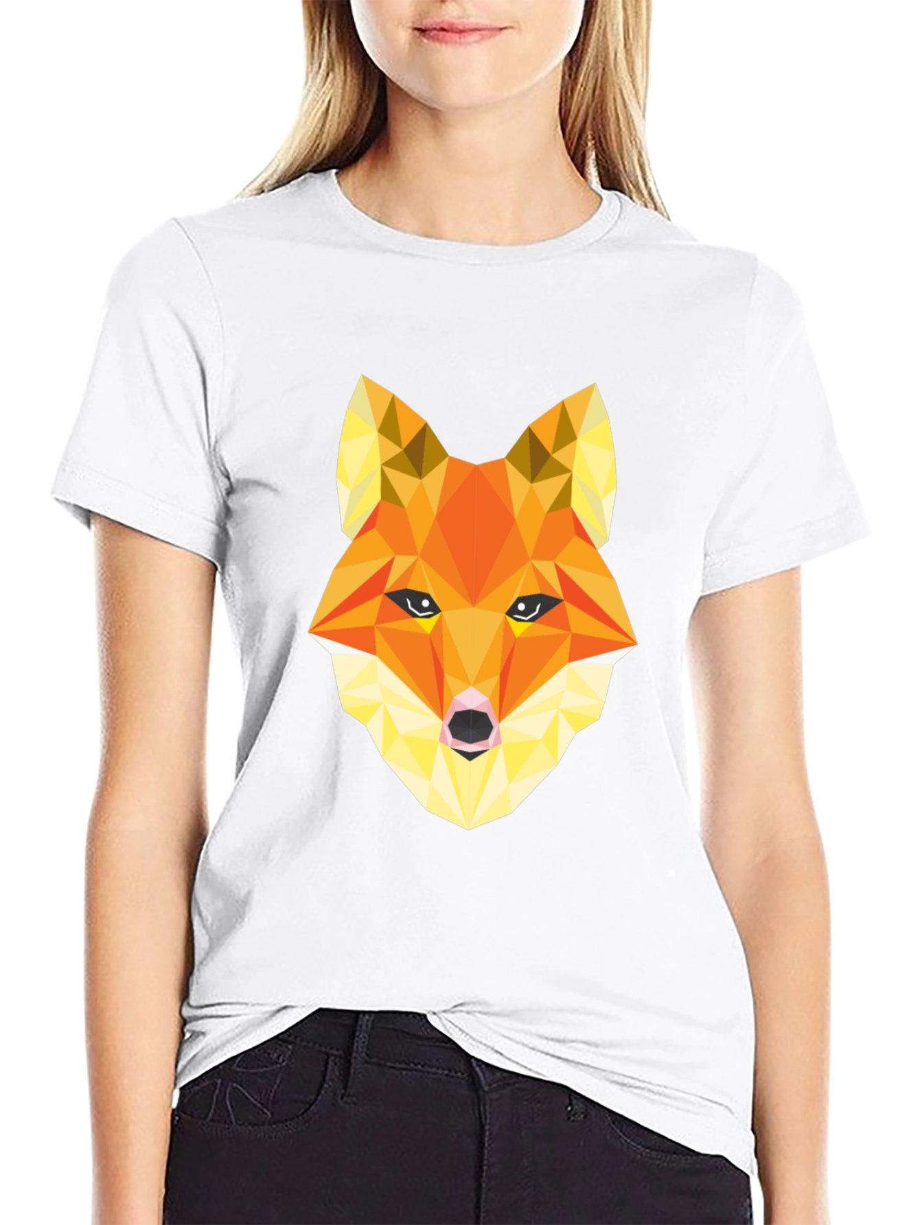 Geometric Fox Graphic Tee - Stylish Mens Black T-Shirt
