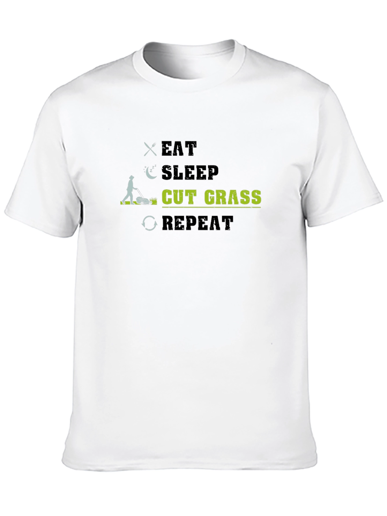 Eat Sleep Cut Grass Repeat Black T-Shirt