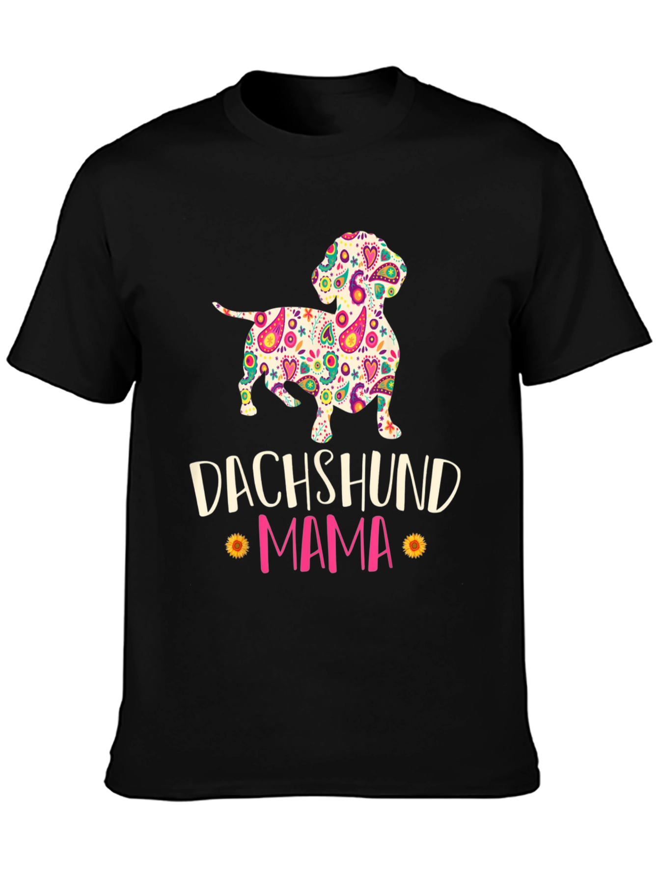 Dachshund Mama Floral Graphic T-Shirt
