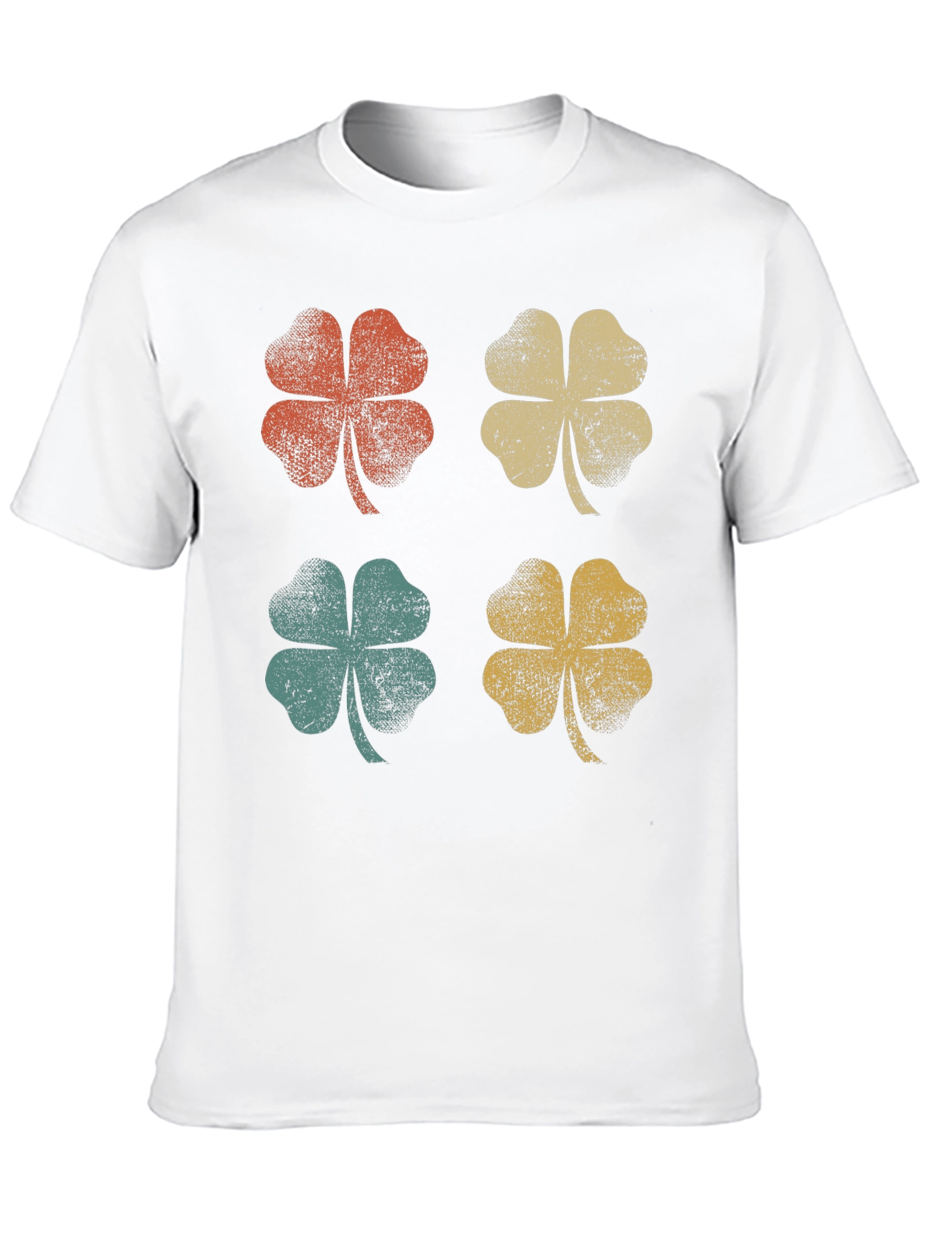 Retro Clover Graphic Tee - Lucky Four Leaf Shirt