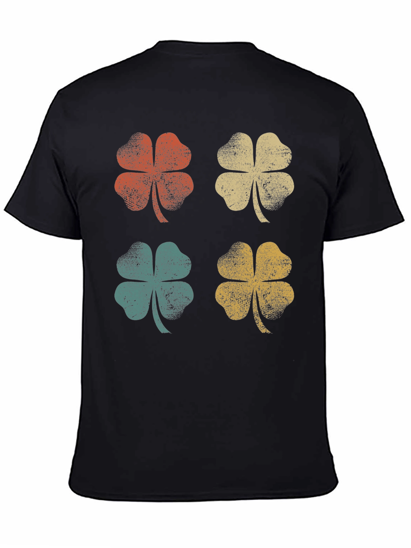 Retro Clover Graphic Tee - Lucky Four Leaf Shirt
