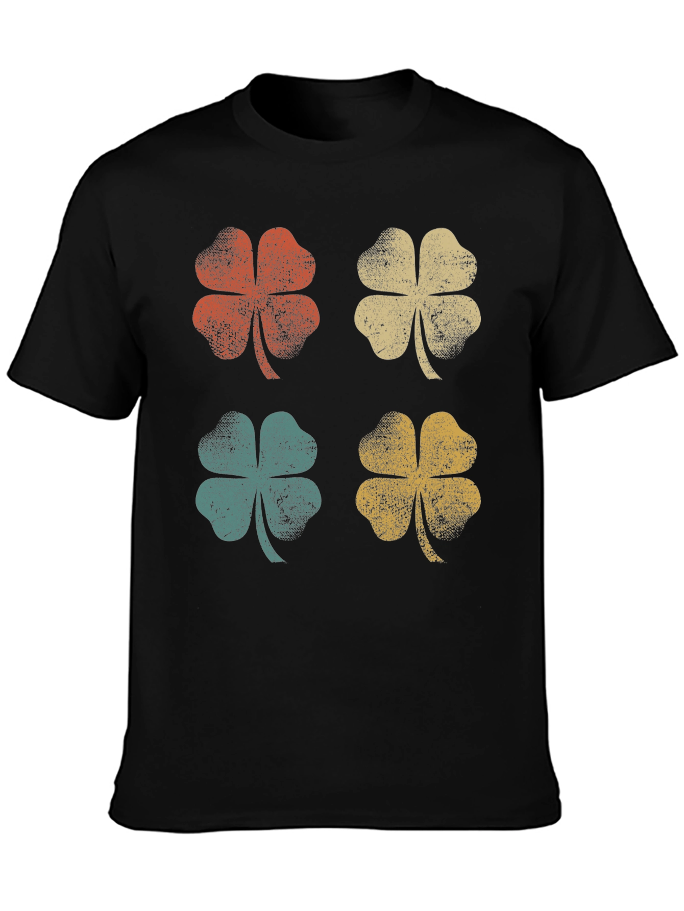 Retro Clover Graphic Tee - Lucky Four Leaf Shirt