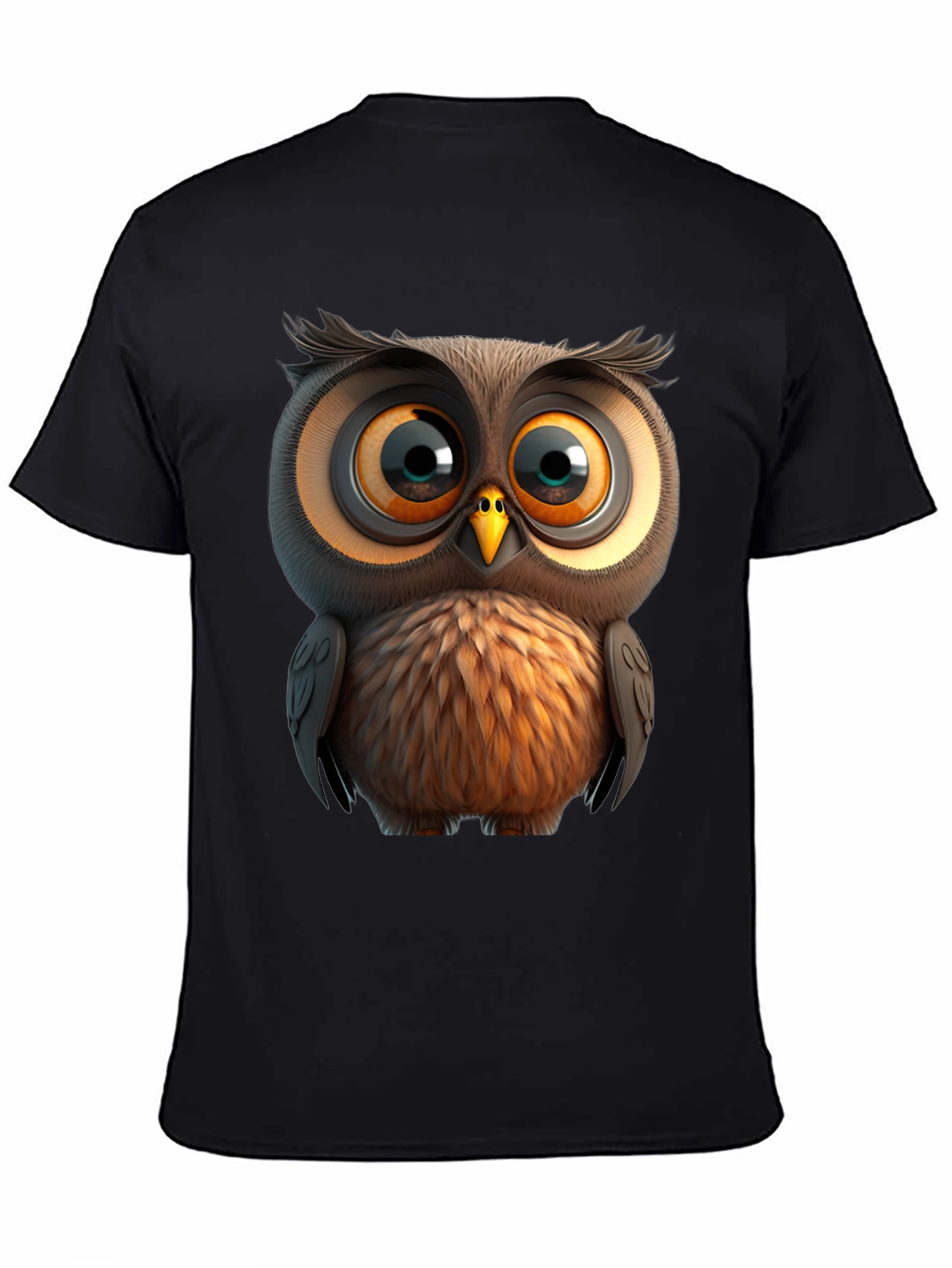 Cartoon Owl Graphic Tee - Unisex Black T-Shirt