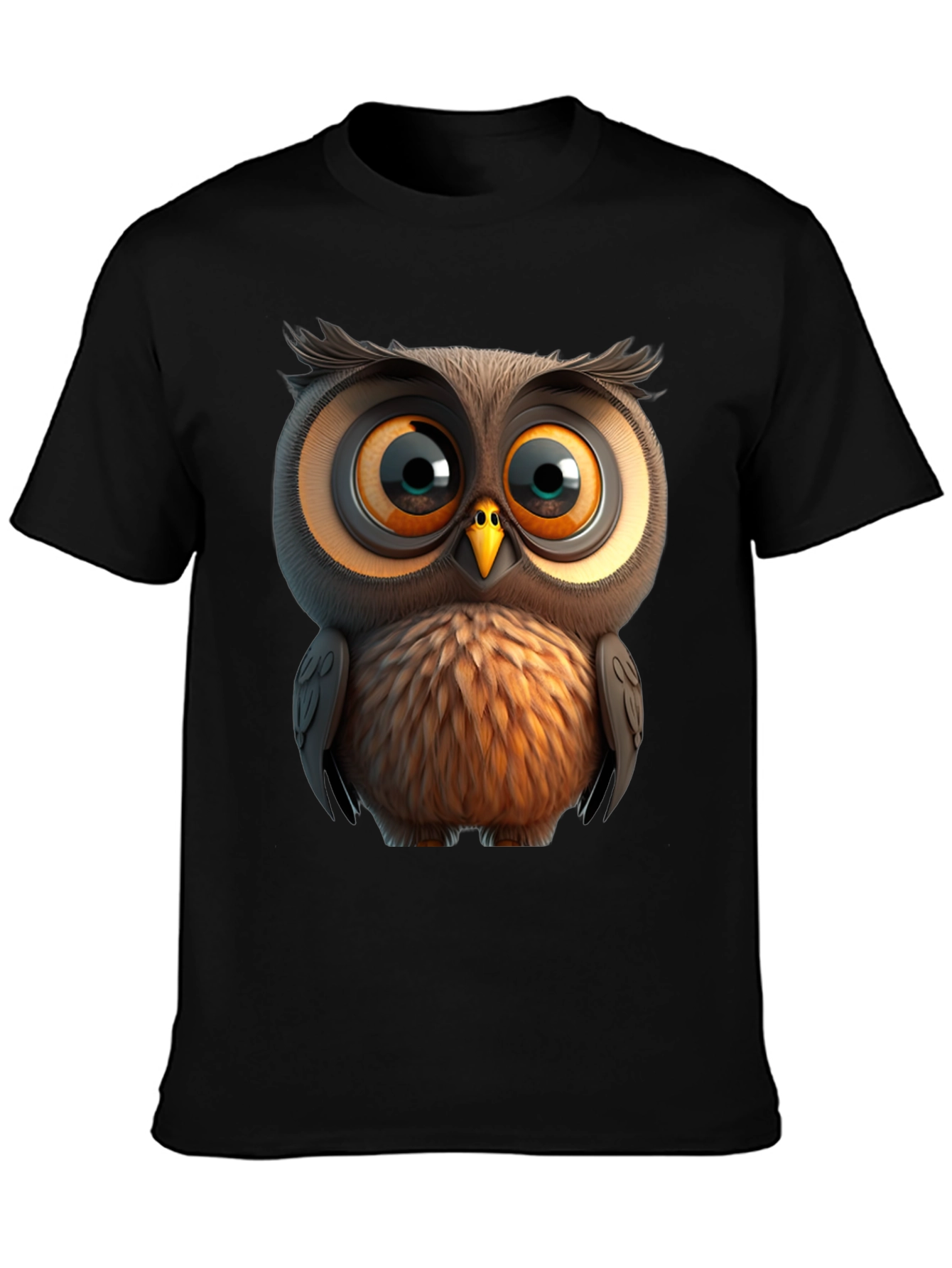 Cartoon Owl Graphic Tee - Unisex Black T-Shirt