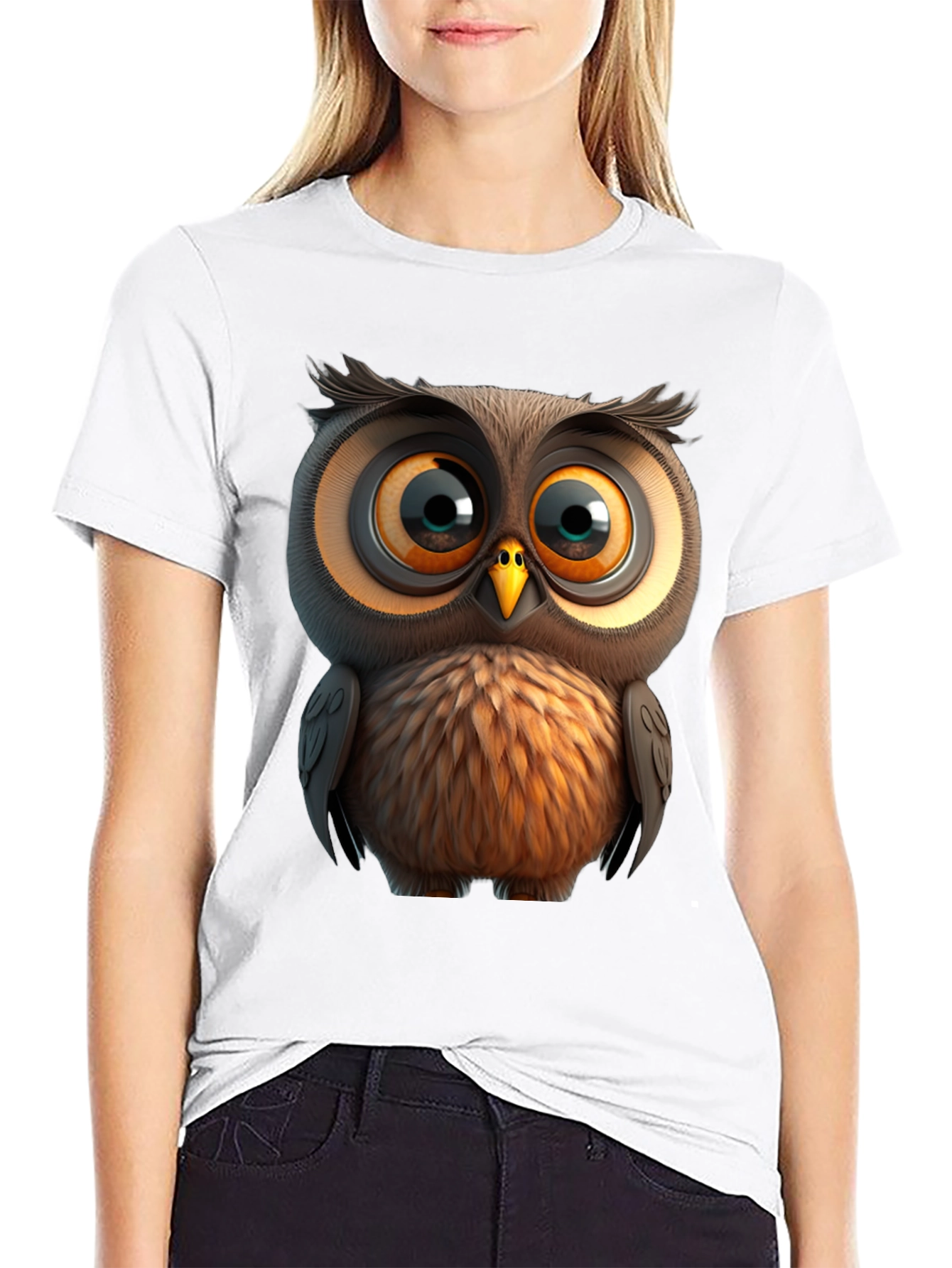 Cartoon Owl Graphic Tee - Unisex Black T-Shirt