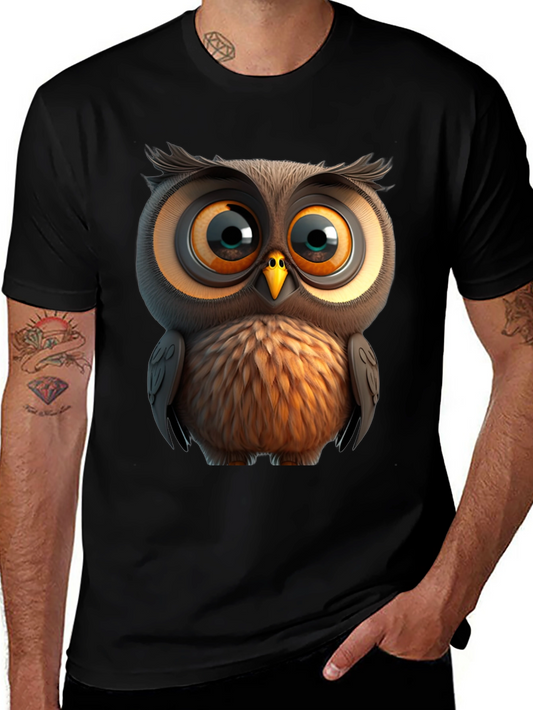 Cartoon Owl Graphic Tee - Unisex Black T-Shirt