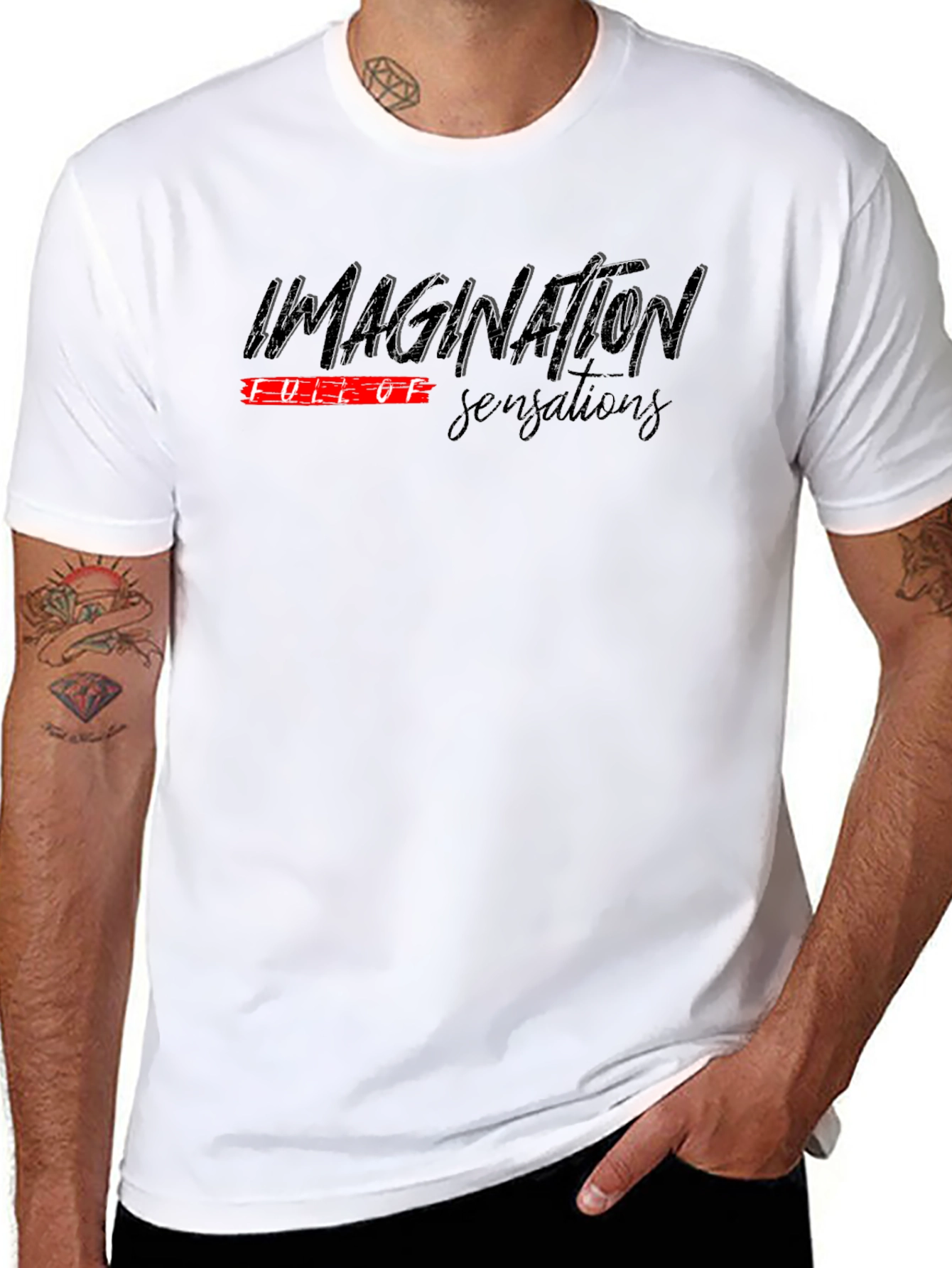 Mens Black Graphic Tee - Imagination Symphony