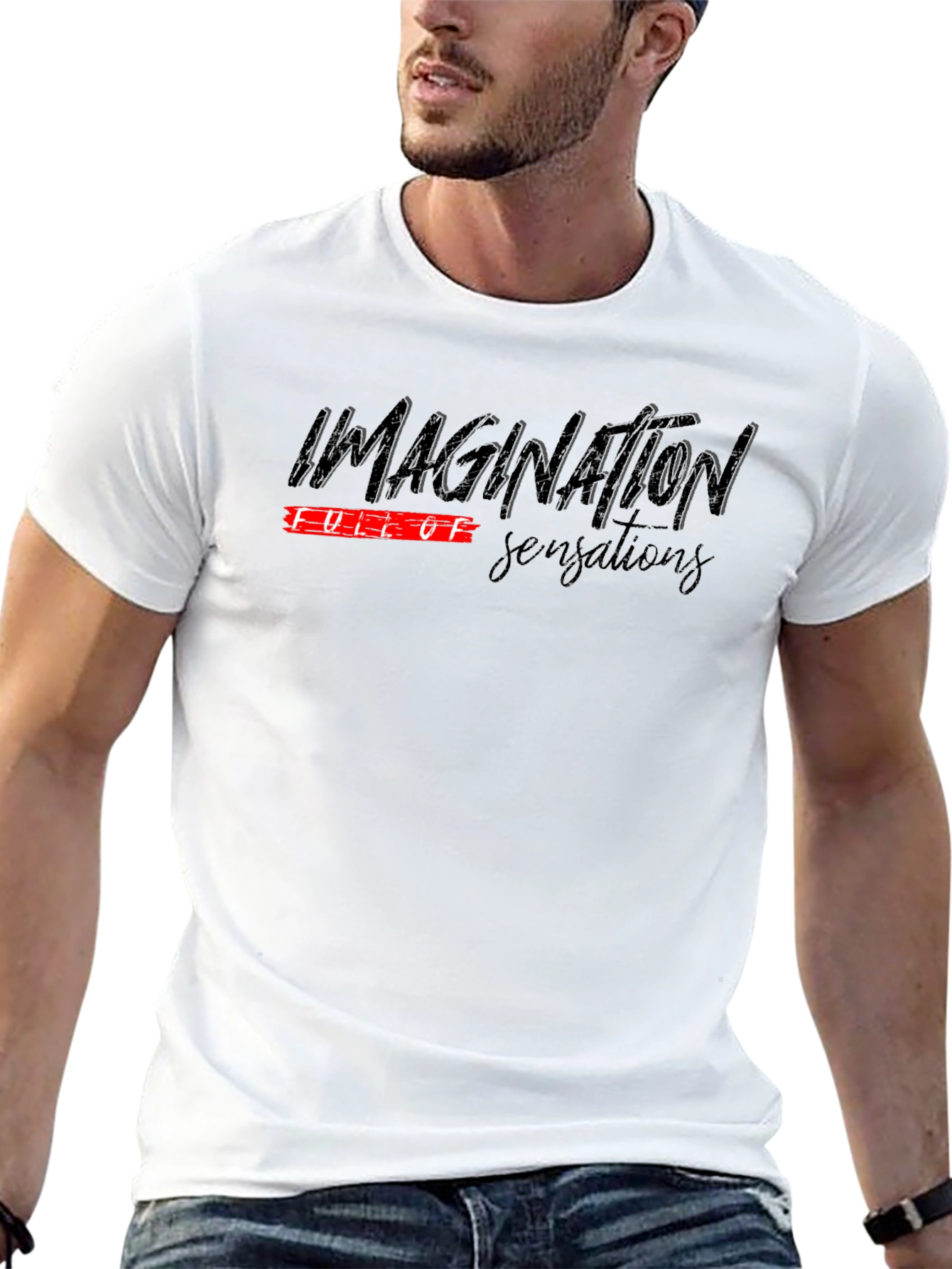 Mens Black Graphic Tee - Imagination Symphony