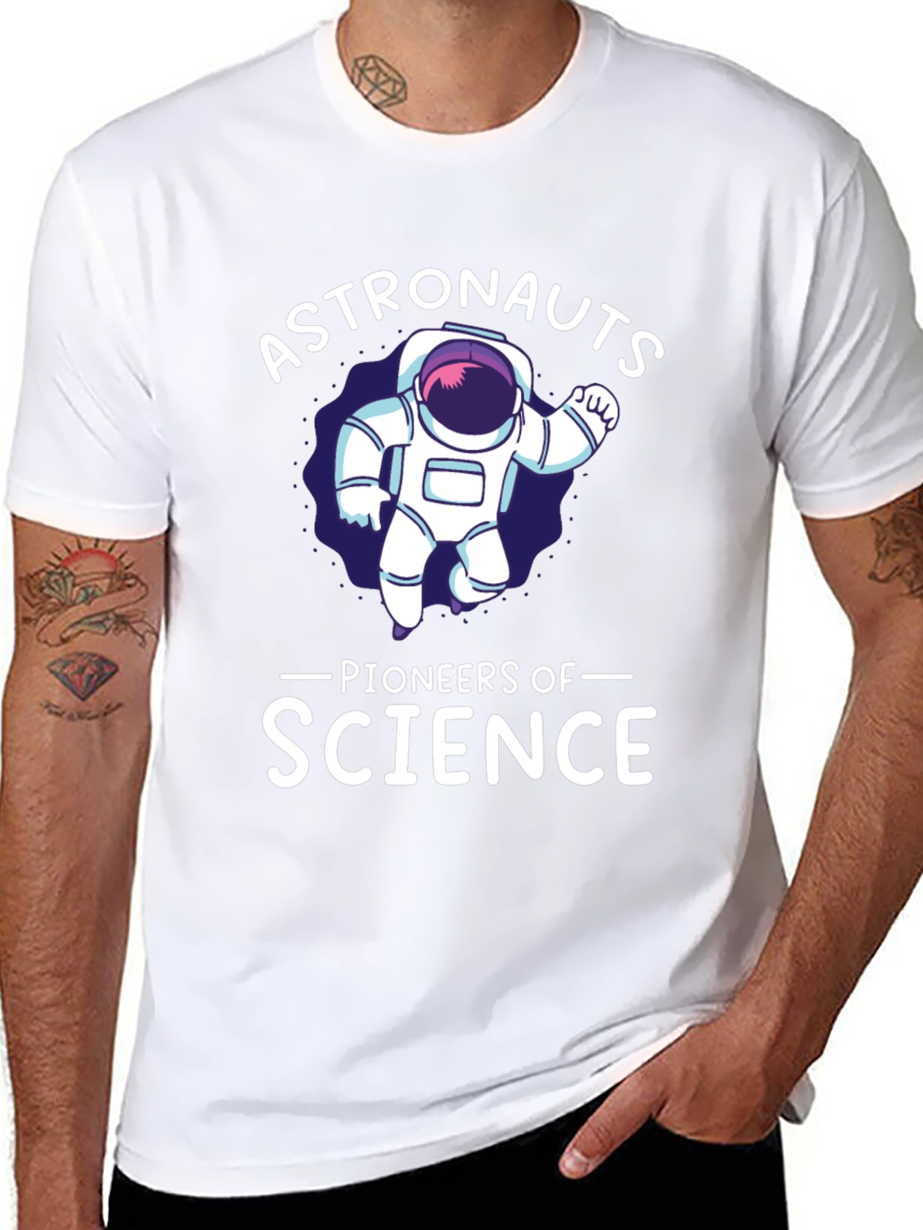 Astronauts Pioneers of Science Black T-Shirt